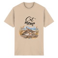 Unisex Heavy-Cotton-T-Shirt in Natural mit Cat-Mom-Katzenmotiv als Frontprint – Vorderansicht im Original-Mockup.