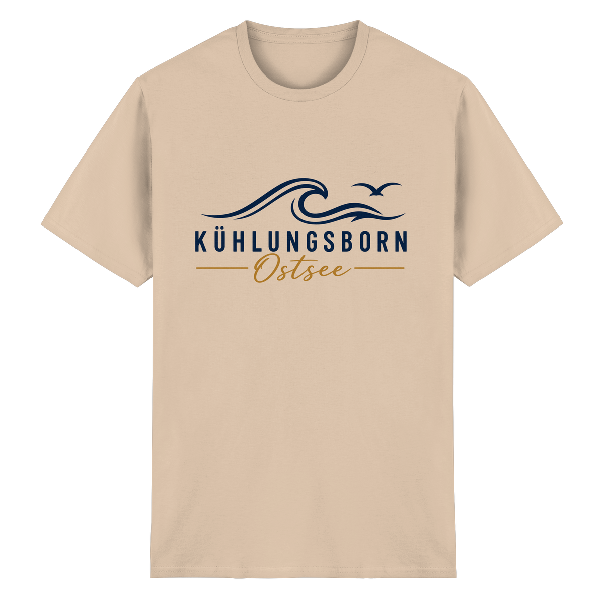 Kühlungsborn Baltic Waves Essential Unisex-T-Shirt Light Edition in Natural – originales Shirtigo-Frontmockup