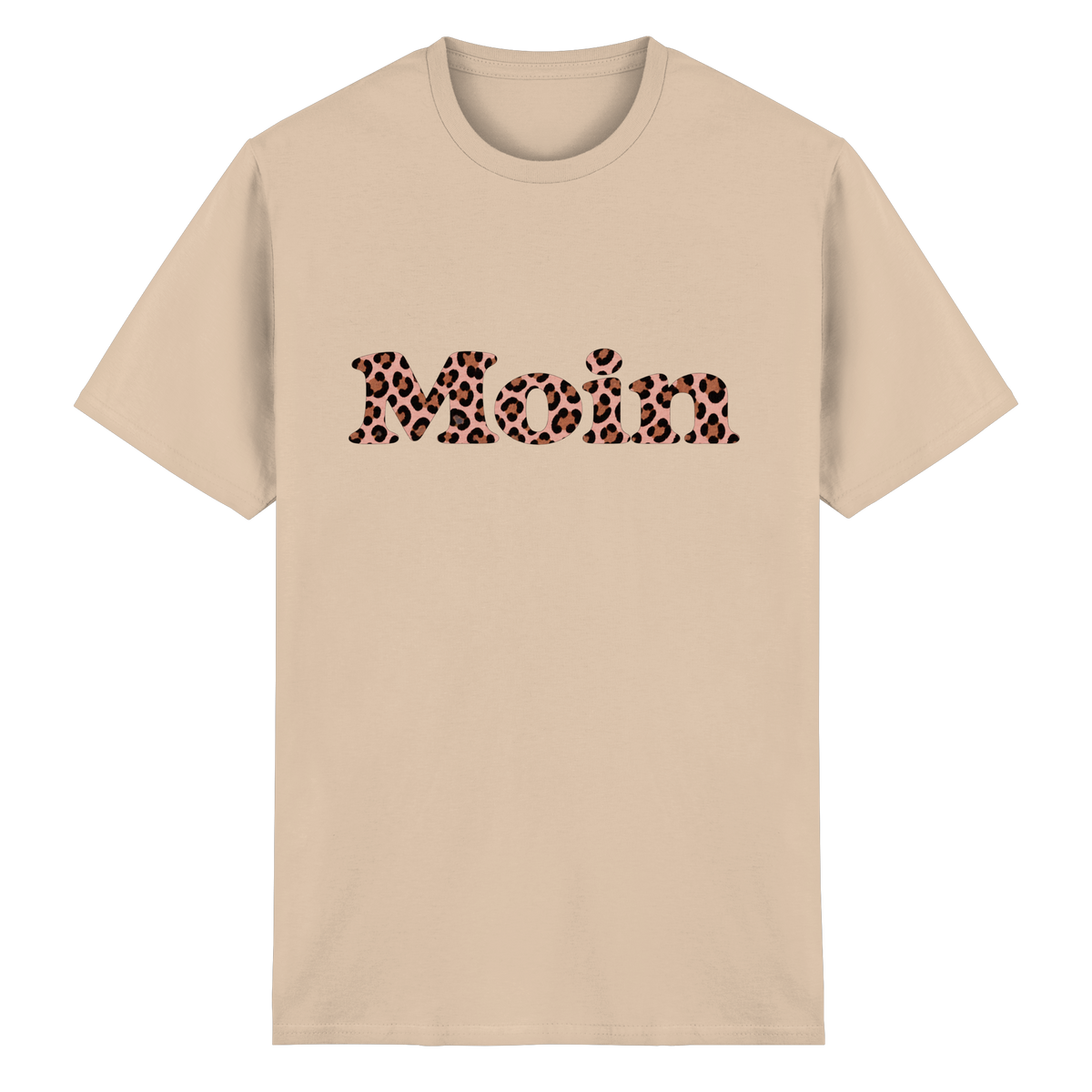 Heavy-Cotton-T-Shirt in Natural mit Moin-Leo-Blush-Pink-Frontprint.