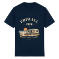 Essential T-Shirt in Navy mit korrigiertem Priwall-Crew-Motiv der Dark Edition – Vorderansicht