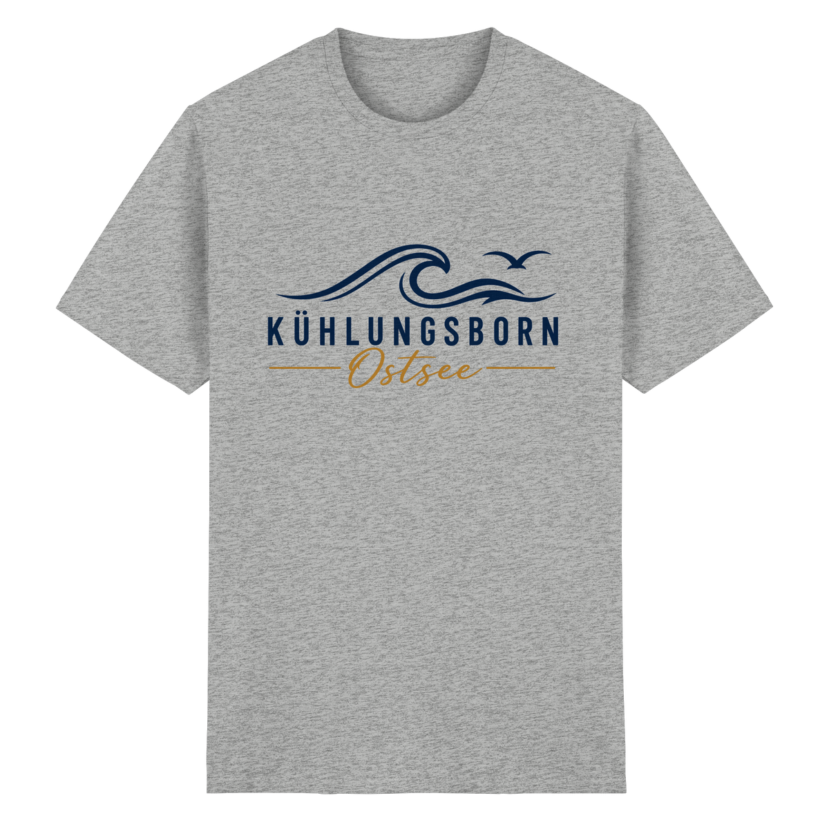 Kühlungsborn Baltic Waves Essential Unisex-T-Shirt Light Edition in Sport Grey (meliert) – originales Shirtigo-Frontmockup