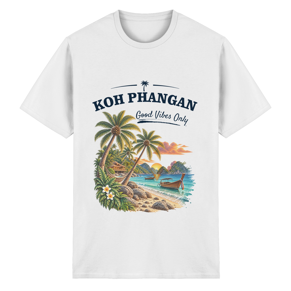 Koh Phangan Good Vibes Only – Essential T-Shirt – Original-Mockup heavy cotton t shirt white mit Frontprint
