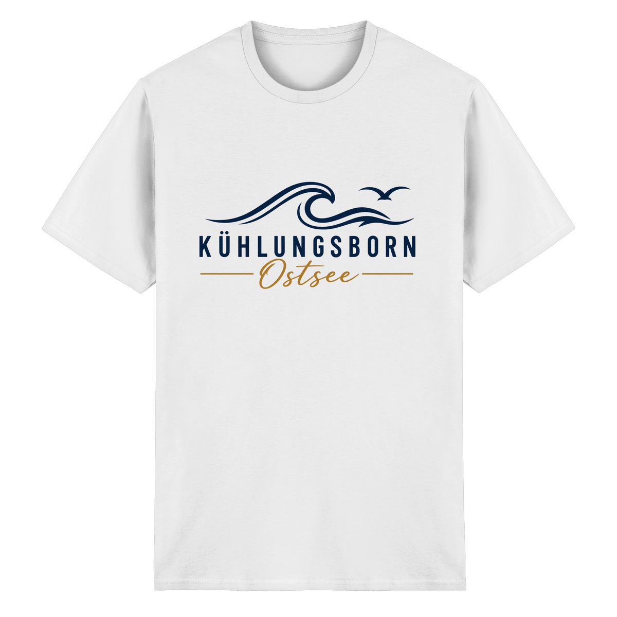 Kühlungsborn Baltic Waves Essential Unisex-T-Shirt Light Edition in White – originales Shirtigo-Frontmockup