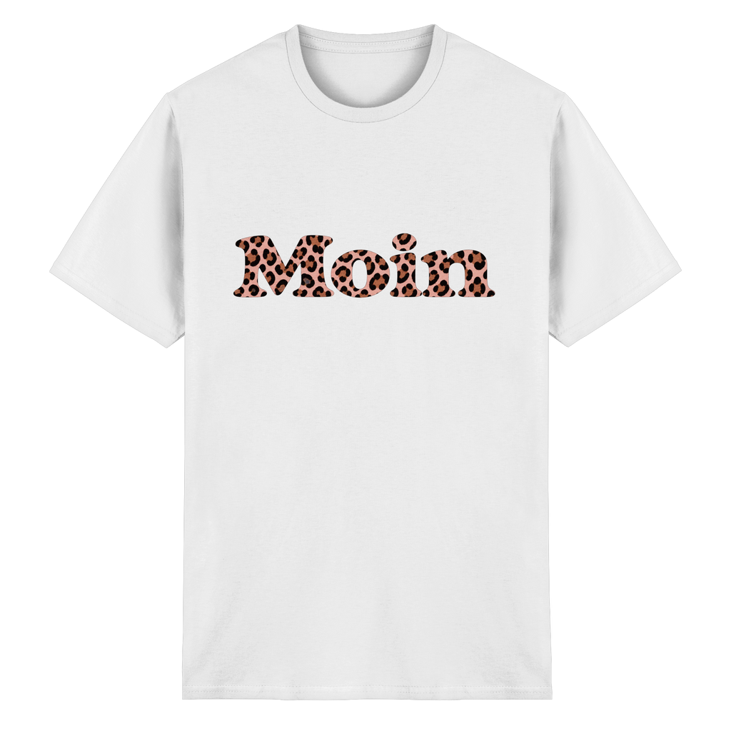 Heavy-Cotton-T-Shirt in White mit Moin-Leo-Blush-Pink-Frontprint.