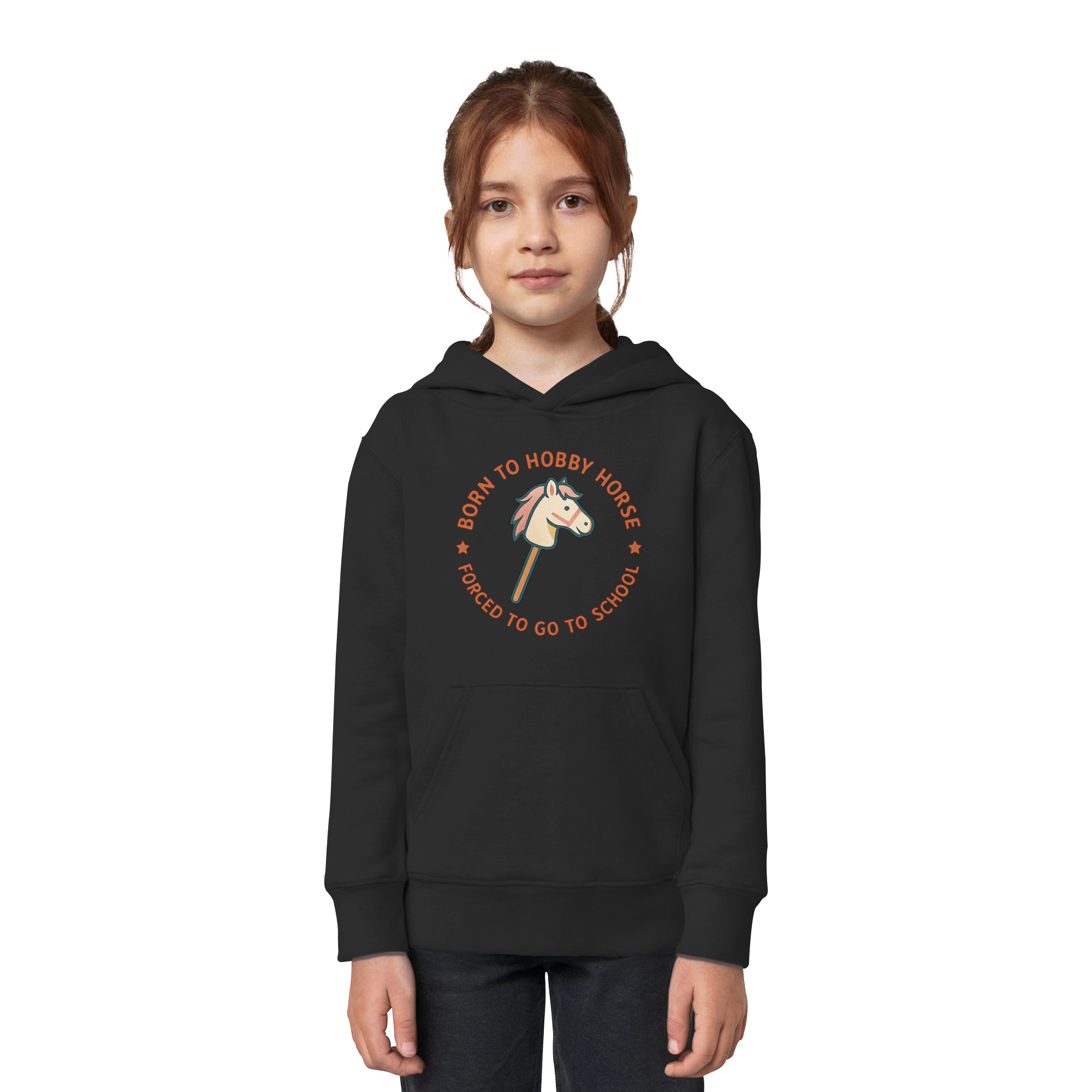 „Born to Hobby Horse – Forced to Go to School“ ✨ - Kids Organic Hoodie