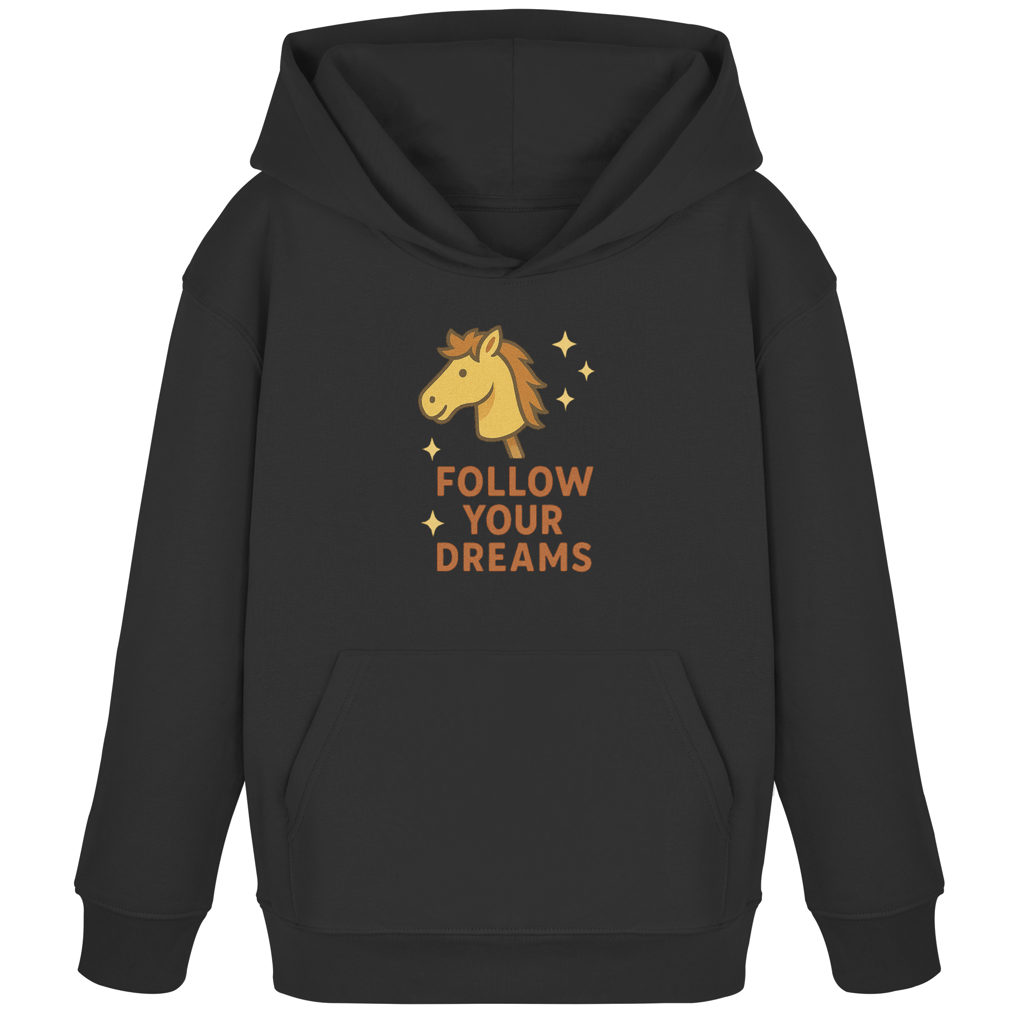 Follow Your Dreams – Cute Hobby Horse Hoodie | Motivational Horse Design - Kids Organic Hoodie