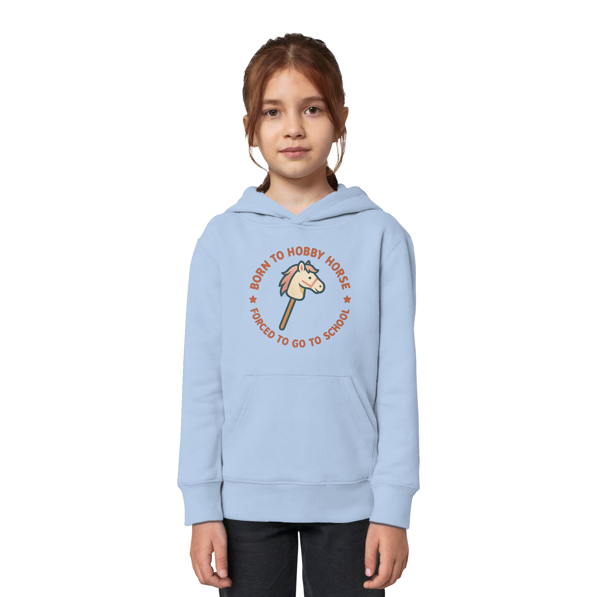 „Born to Hobby Horse – Forced to Go to School“ ✨ - Kids Organic Hoodie