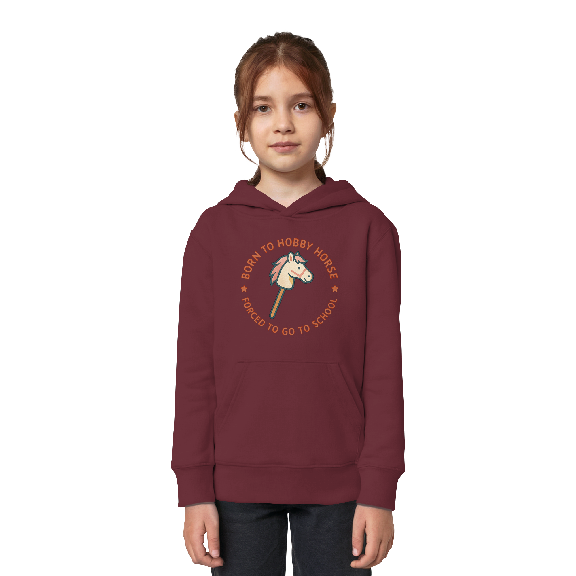 „Born to Hobby Horse – Forced to Go to School“ ✨ - Kids Organic Hoodie