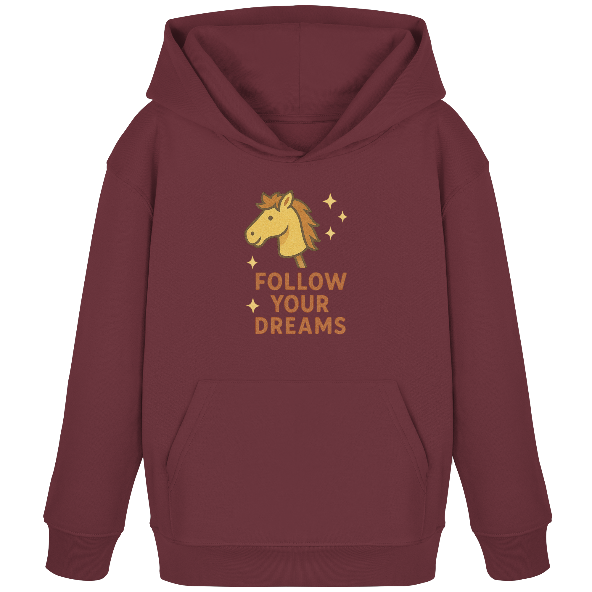Follow Your Dreams – Cute Hobby Horse Hoodie | Motivational Horse Design - Kids Organic Hoodie