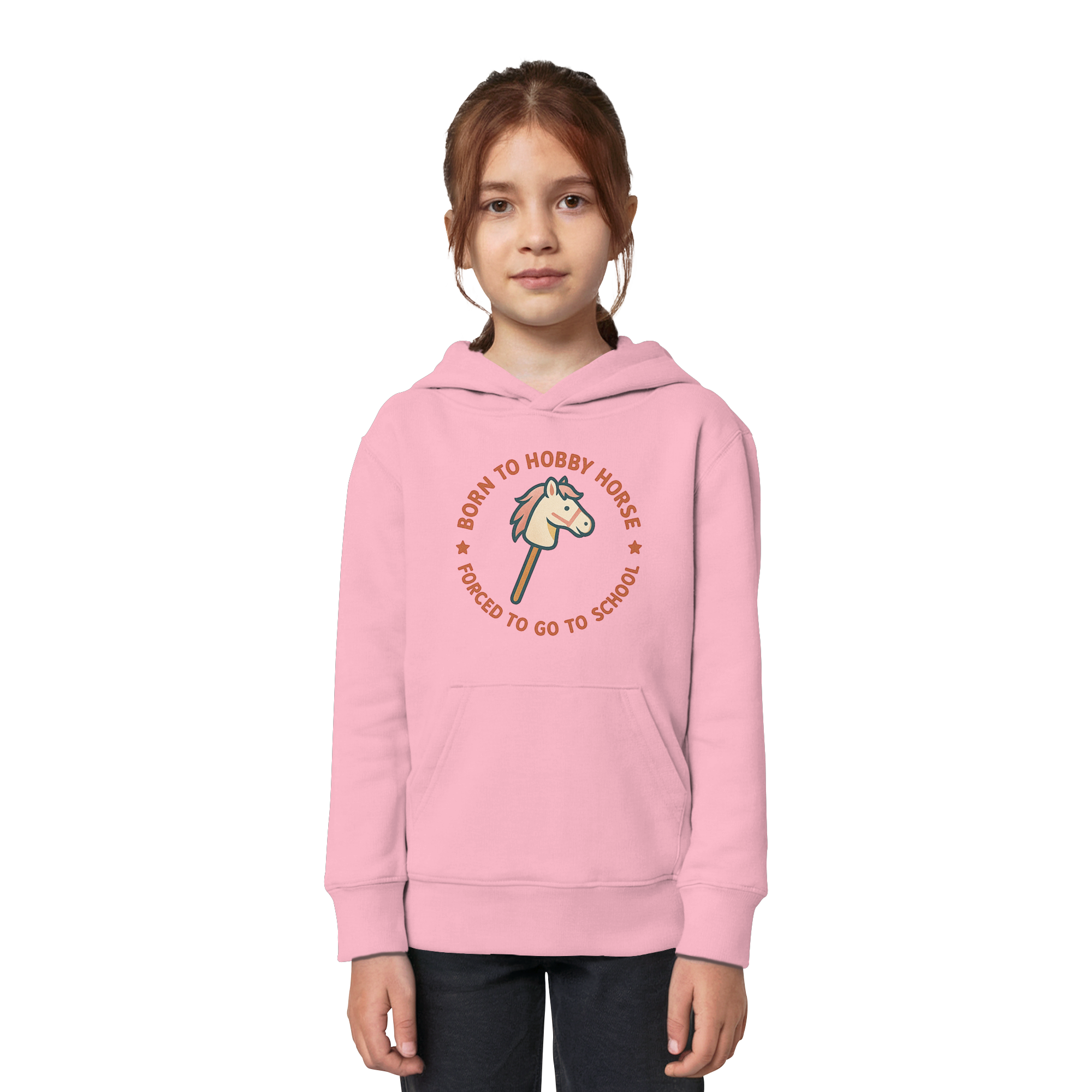 „Born to Hobby Horse – Forced to Go to School“ ✨ - Kids Organic Hoodie