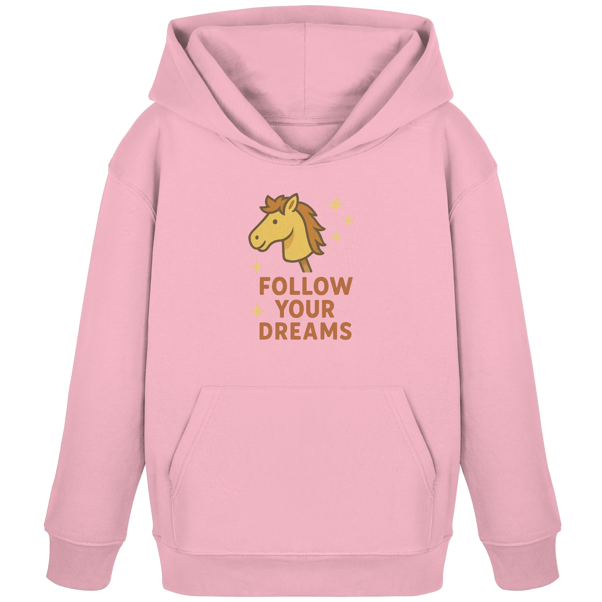 Follow Your Dreams – Cute Hobby Horse Hoodie | Motivational Horse Design - Kids Organic Hoodie