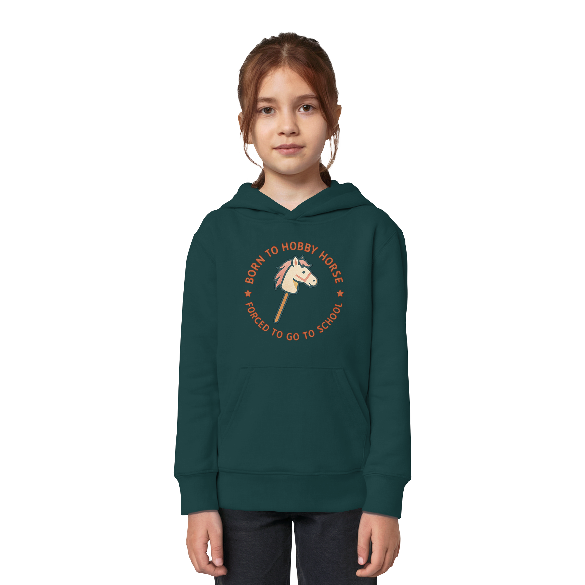 „Born to Hobby Horse – Forced to Go to School“ ✨ - Kids Organic Hoodie