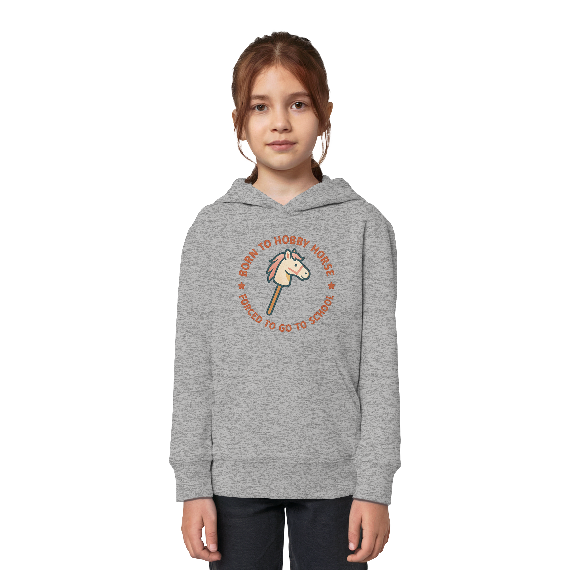 „Born to Hobby Horse – Forced to Go to School“ ✨ - Kids Organic Hoodie