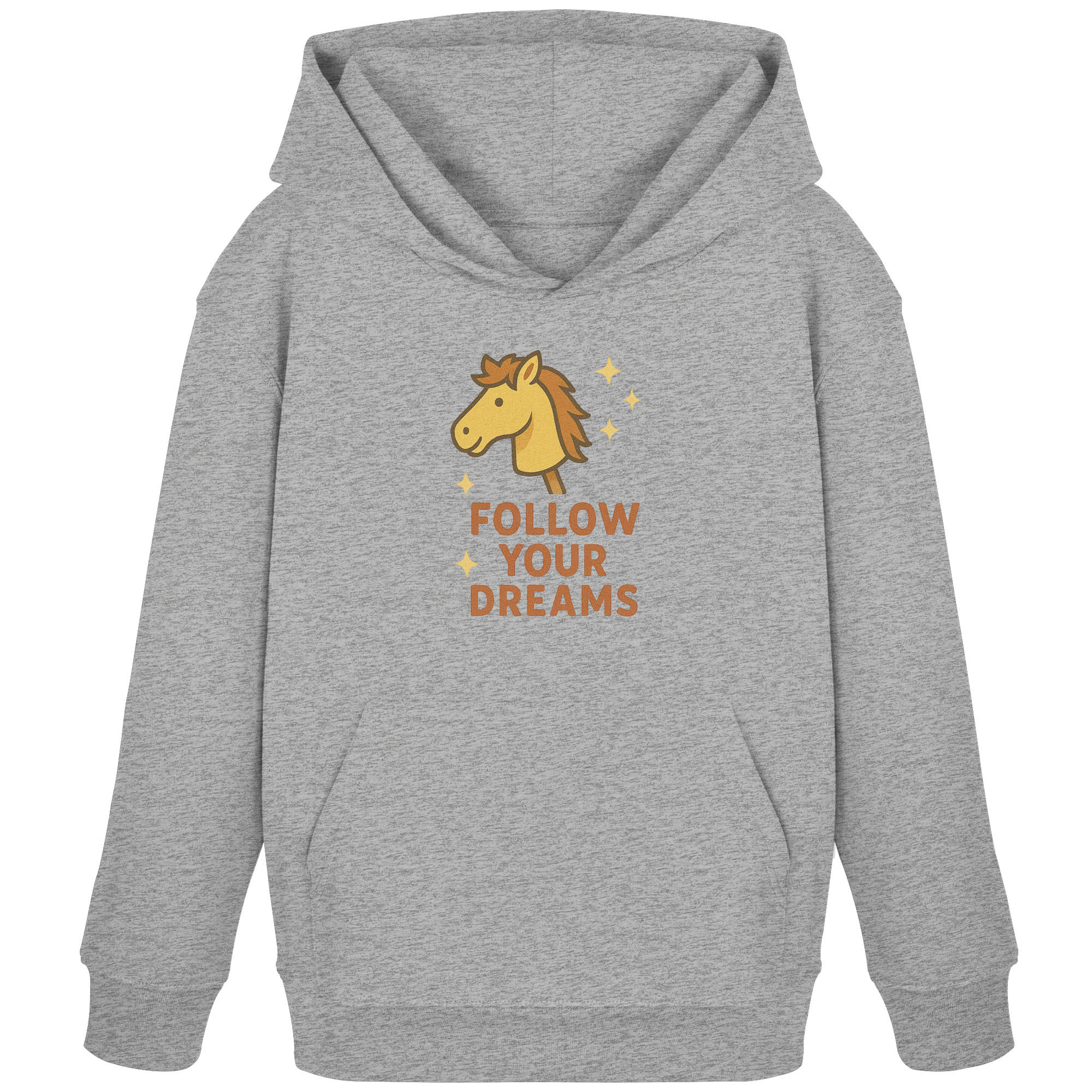 Follow Your Dreams – Cute Hobby Horse Hoodie | Motivational Horse Design - Kids Organic Hoodie