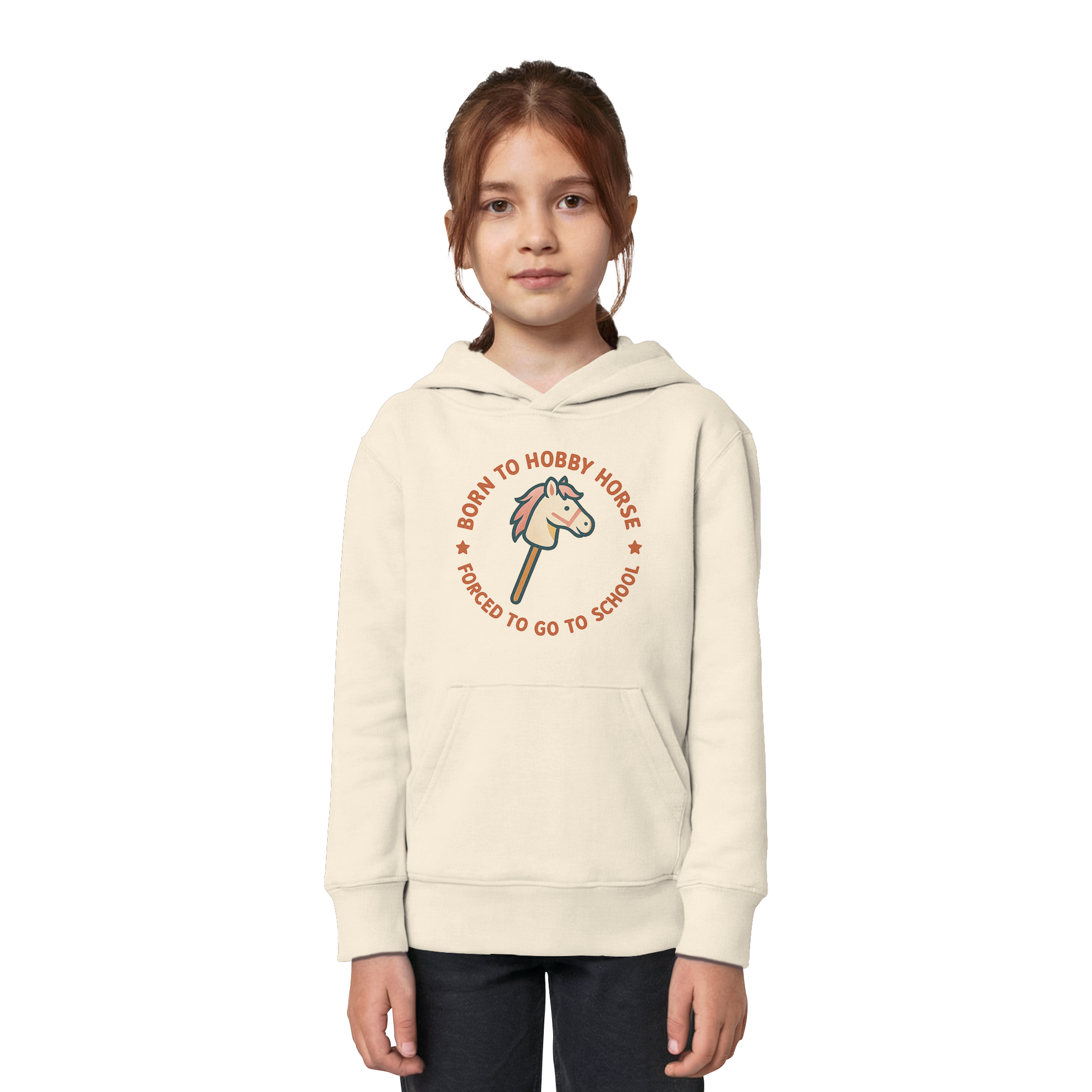 „Born to Hobby Horse – Forced to Go to School“ ✨ - Kids Organic Hoodie