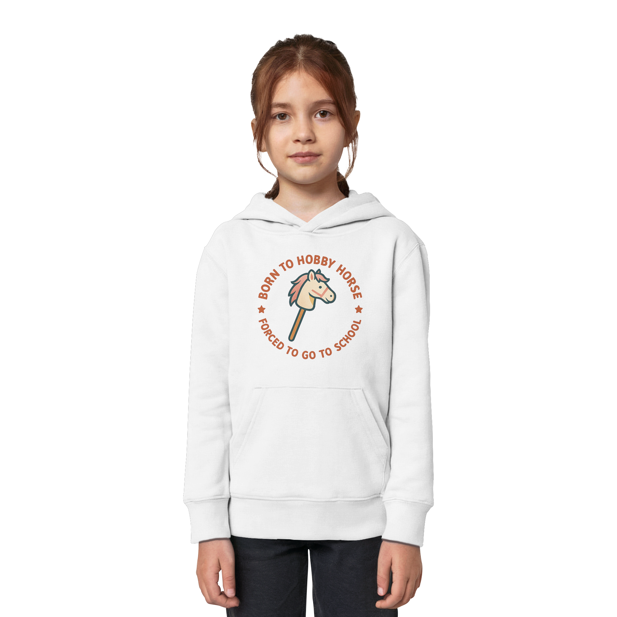 „Born to Hobby Horse – Forced to Go to School“ ✨ - Kids Organic Hoodie