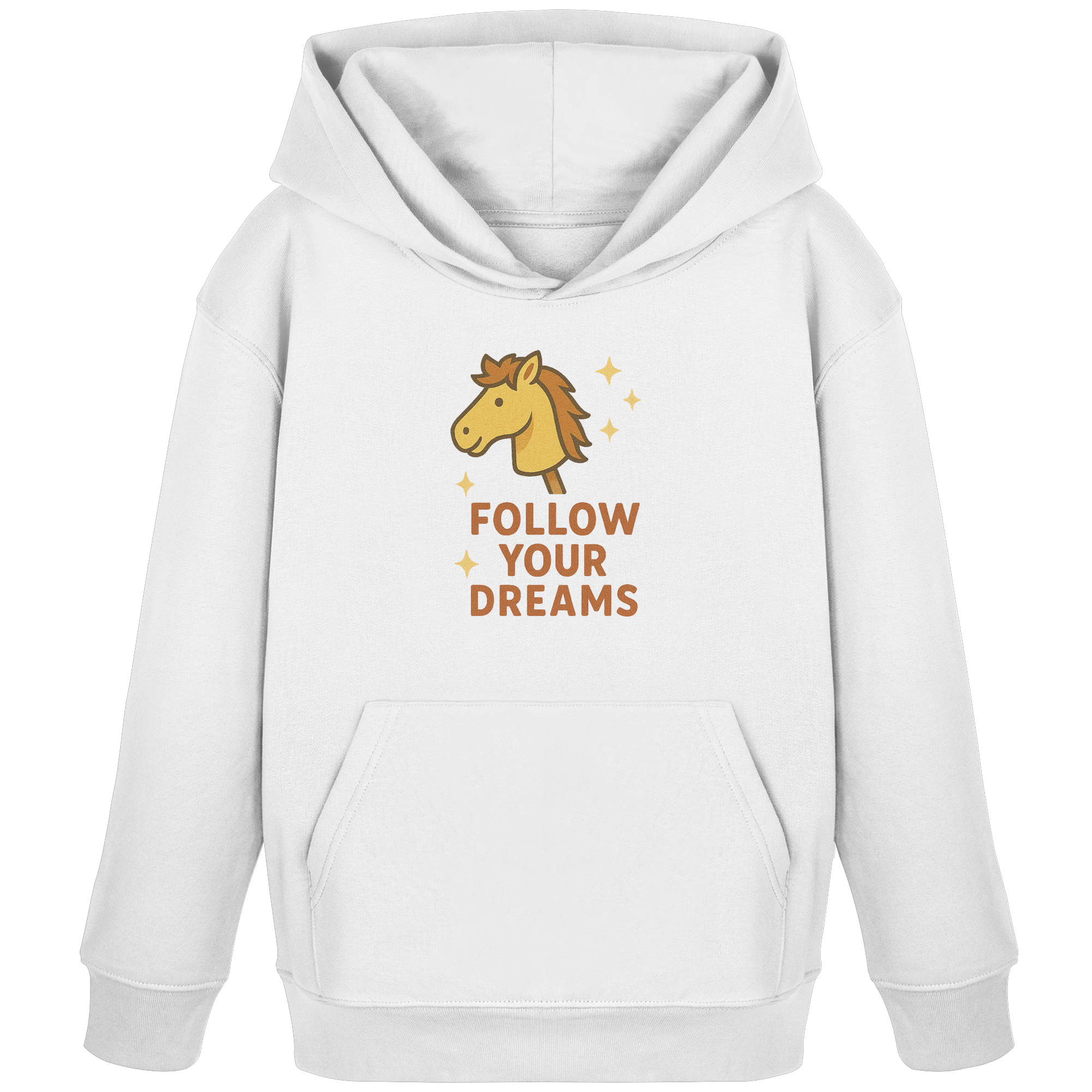 Follow Your Dreams – Cute Hobby Horse Hoodie | Motivational Horse Design - Kids Organic Hoodie
