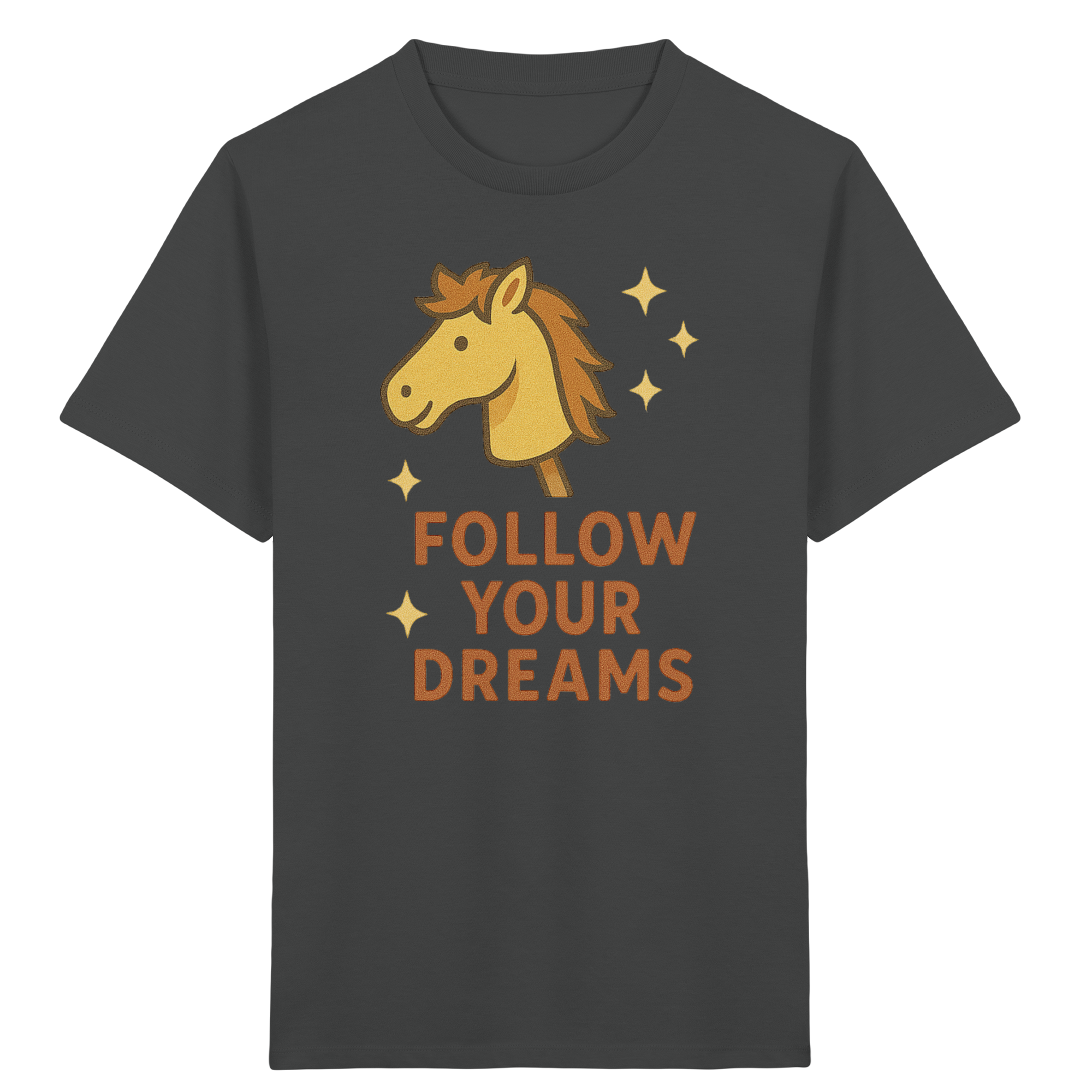 Follow Your Dreams – Cute Hobby Horse Shirt | Motivational Horse Design - Kids Organic Shirt