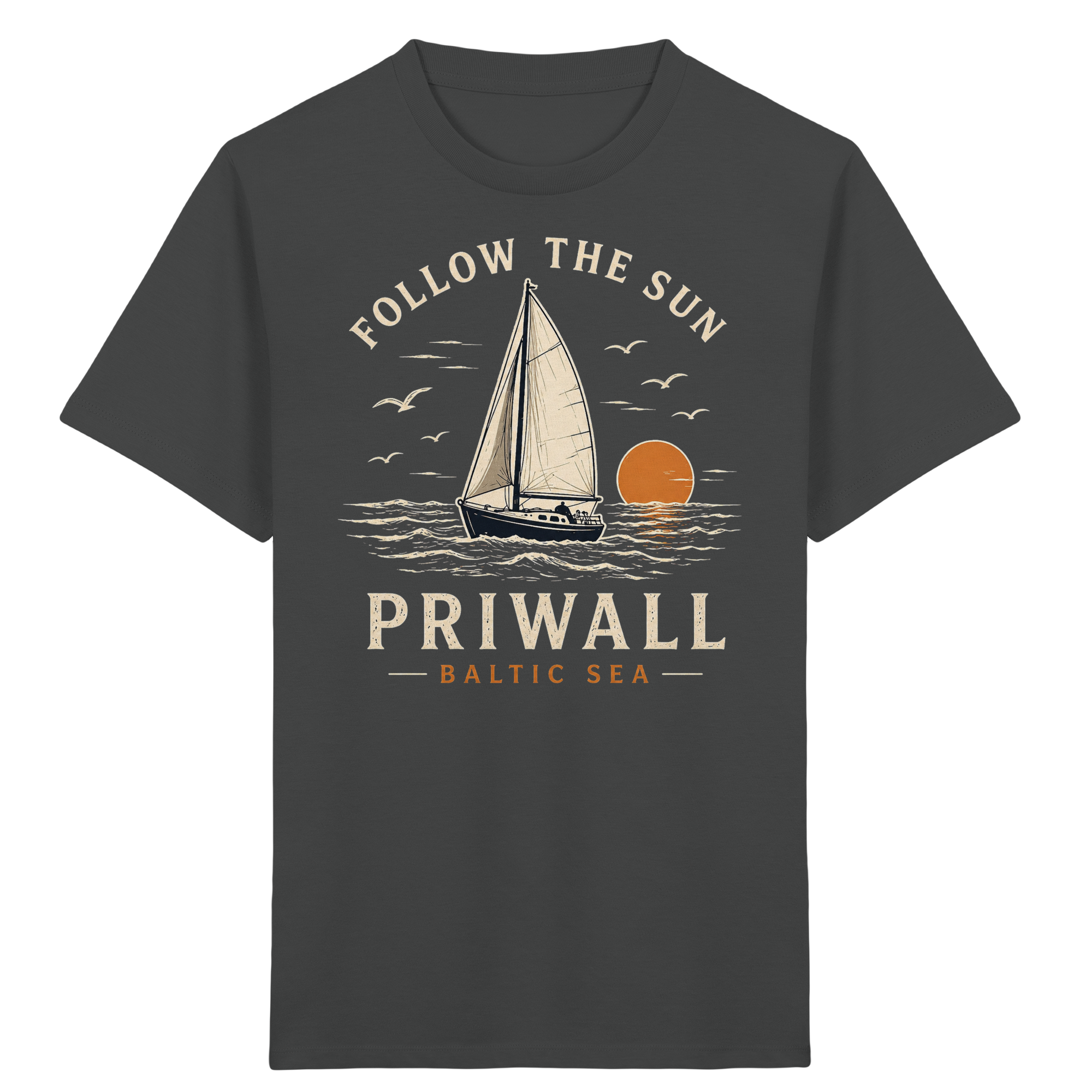 Follow the Sun Dark Edition Kinder T-Shirt – Priwall Ostsee Bio Baumwolle