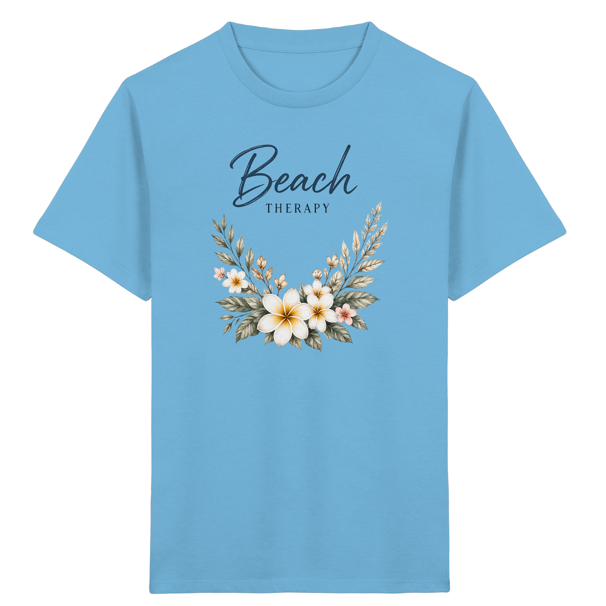 Beach Therapy | Florales Strandmotiv | Sommer | Urlaub | Meer | Blumen | - Kids Organic Shirt