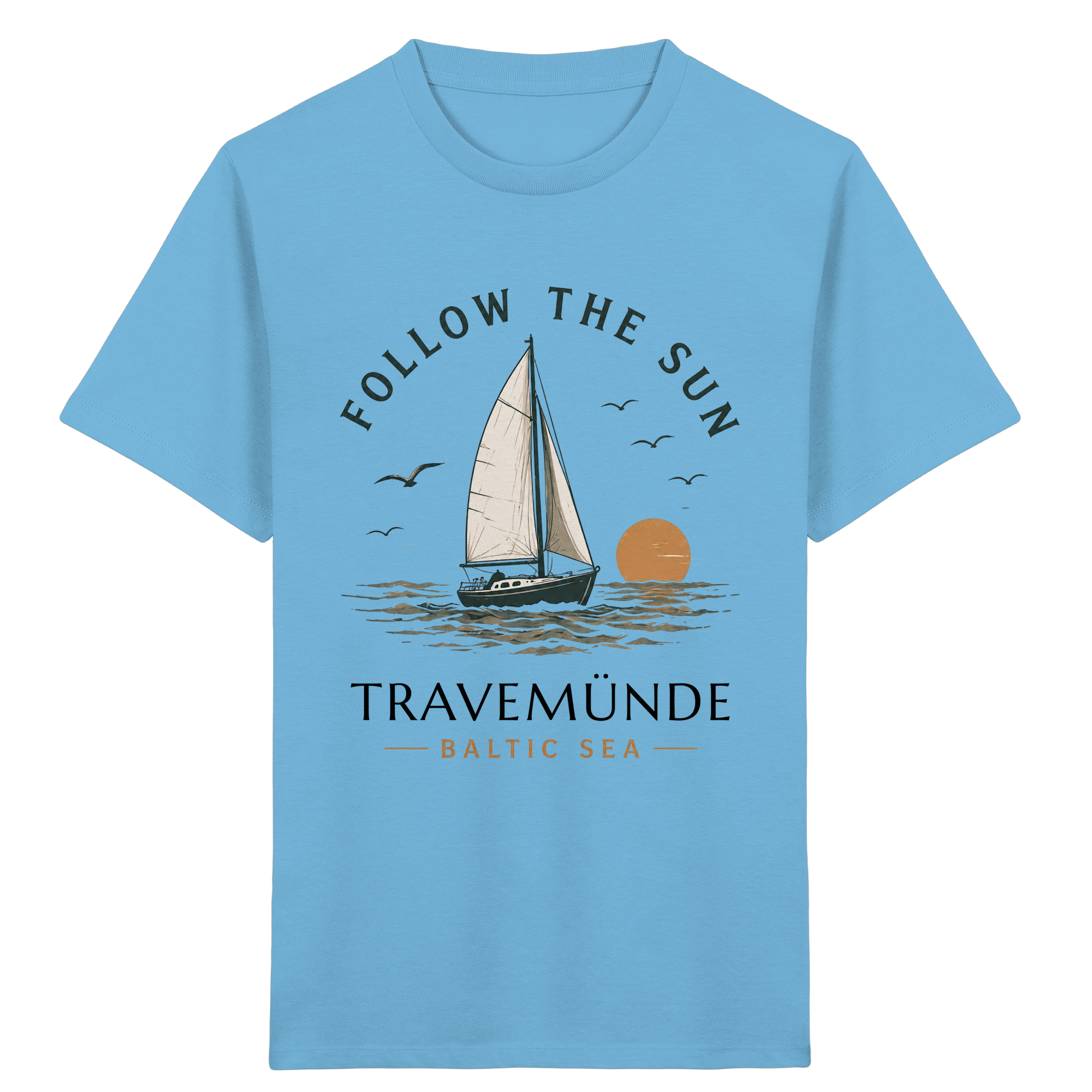 Travemünde Follow The Sun Kinder T-Shirt – 100 % Bio-Baumwolle