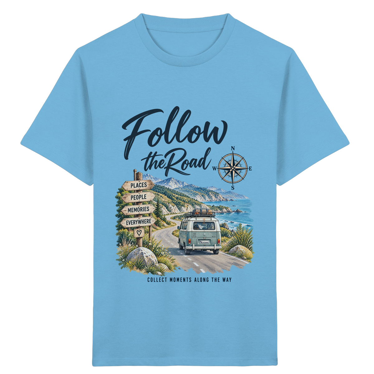 Follow the Road – Vanlife – Kinder Bio T-Shirt – Frontprint
