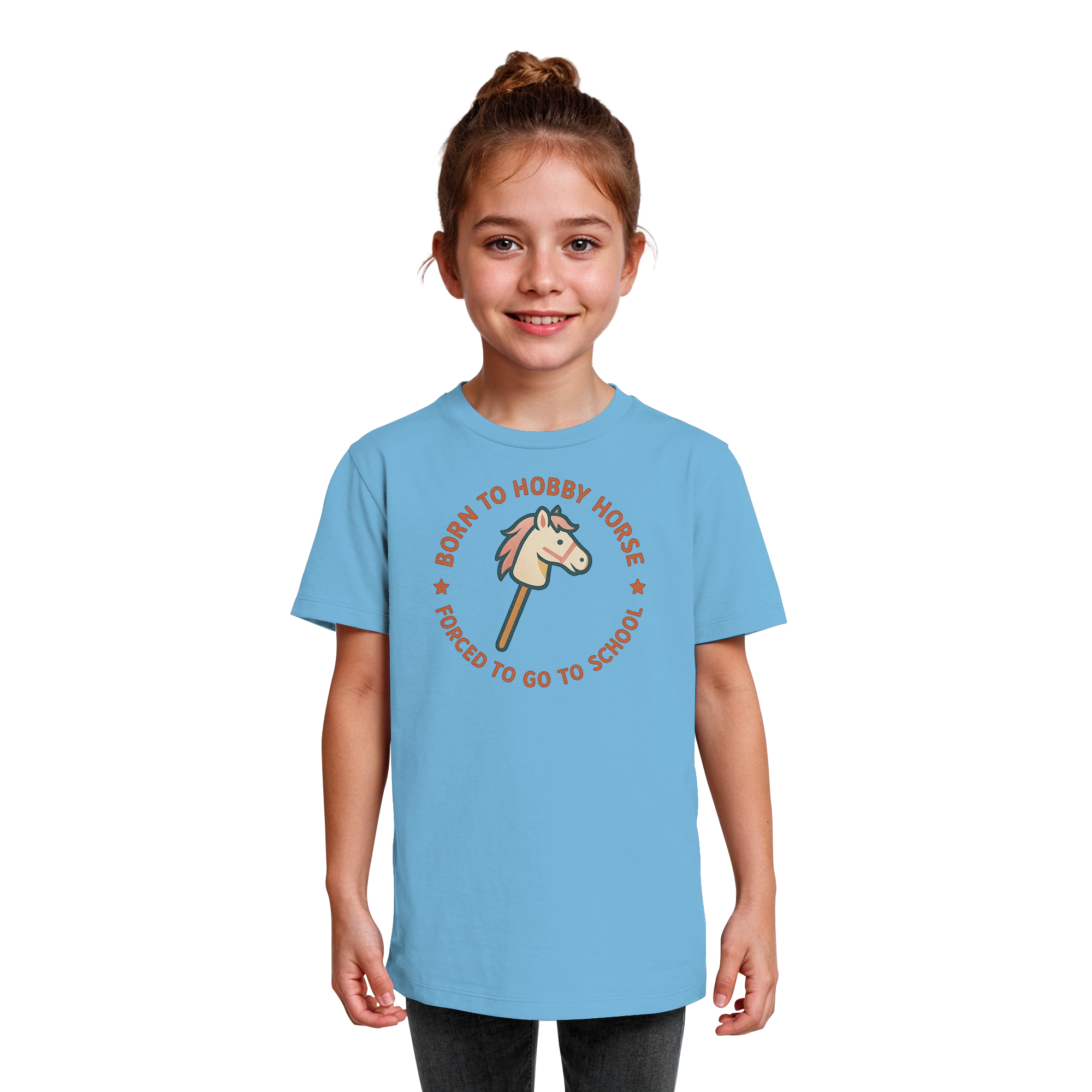 „Born to Hobby Horse – Forced to Go to School“ ✨ - Kids Organic Shirt