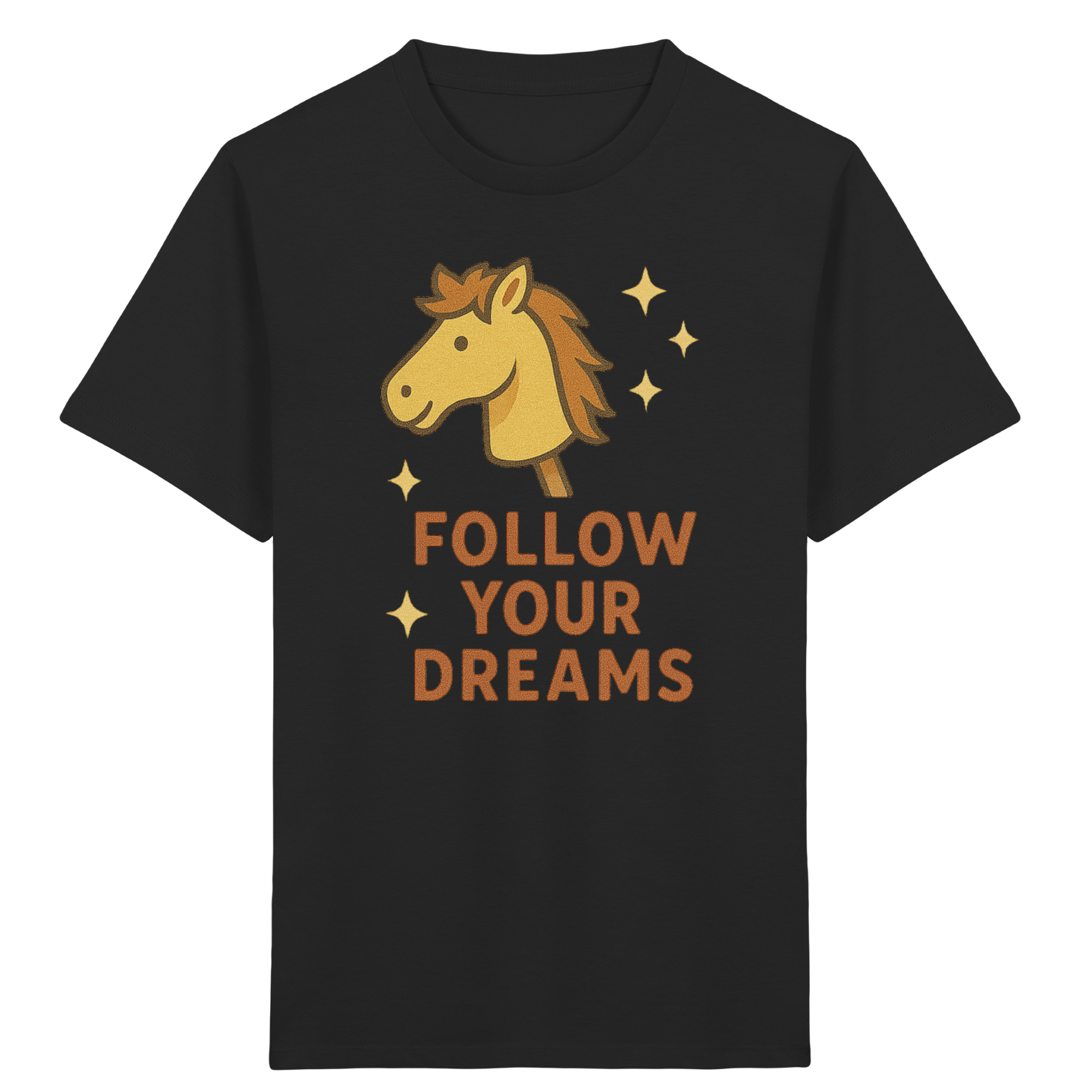 Follow Your Dreams – Cute Hobby Horse Shirt | Motivational Horse Design - Kids Organic Shirt