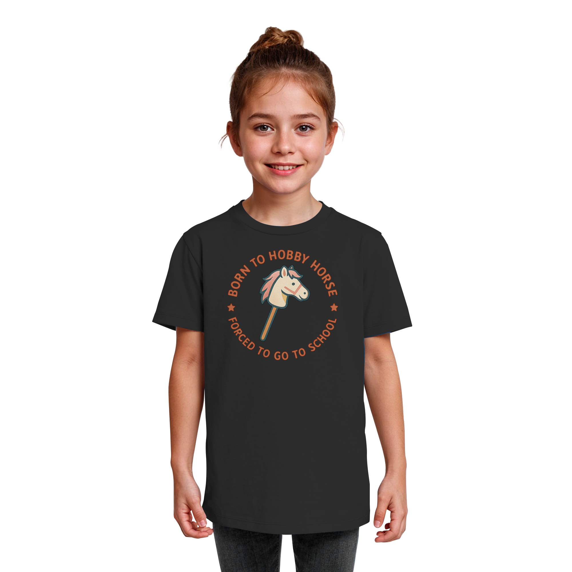 „Born to Hobby Horse – Forced to Go to School“ ✨ - Kids Organic Shirt