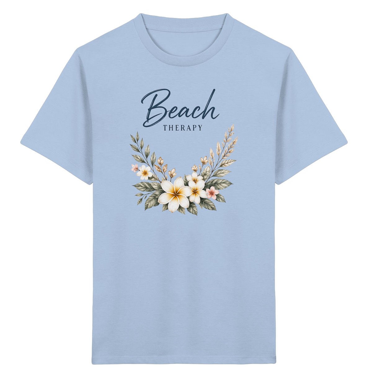 Beach Therapy | Florales Strandmotiv | Sommer | Urlaub | Meer | Blumen | - Kids Organic Shirt