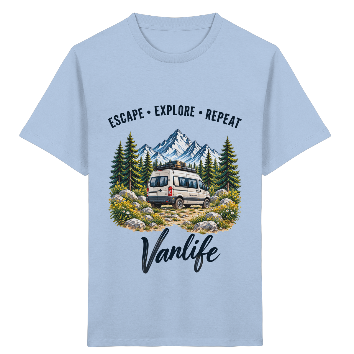 Escape • Explore • Repeat – Vanlife - Kinder Bio T-Shirt