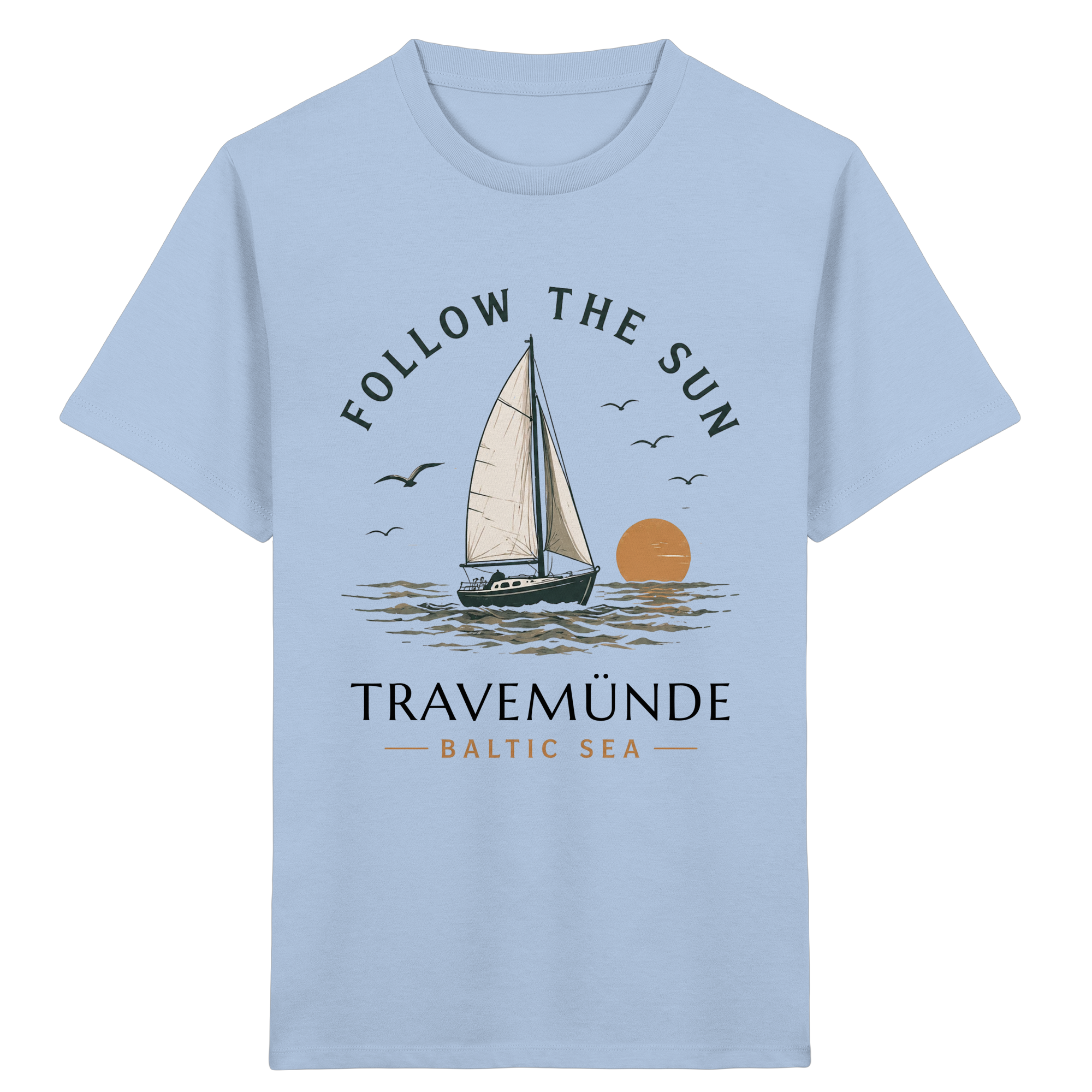 Travemünde Follow The Sun Kinder T-Shirt – 100 % Bio-Baumwolle