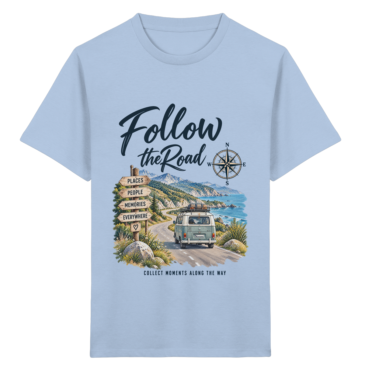 Follow the Road – Vanlife – Kinder Bio T-Shirt – Frontprint