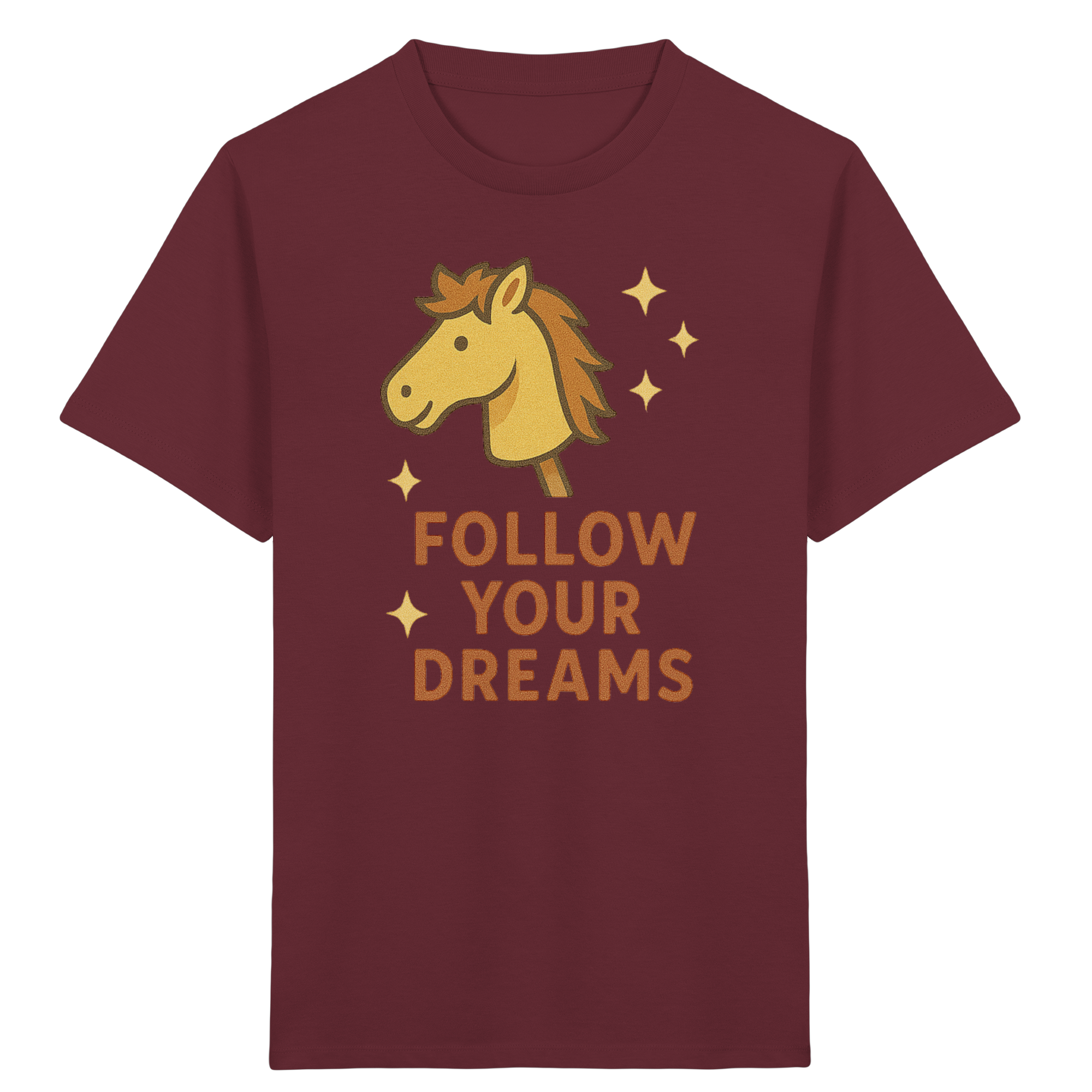 Follow Your Dreams – Cute Hobby Horse Shirt | Motivational Horse Design - Kids Organic Shirt