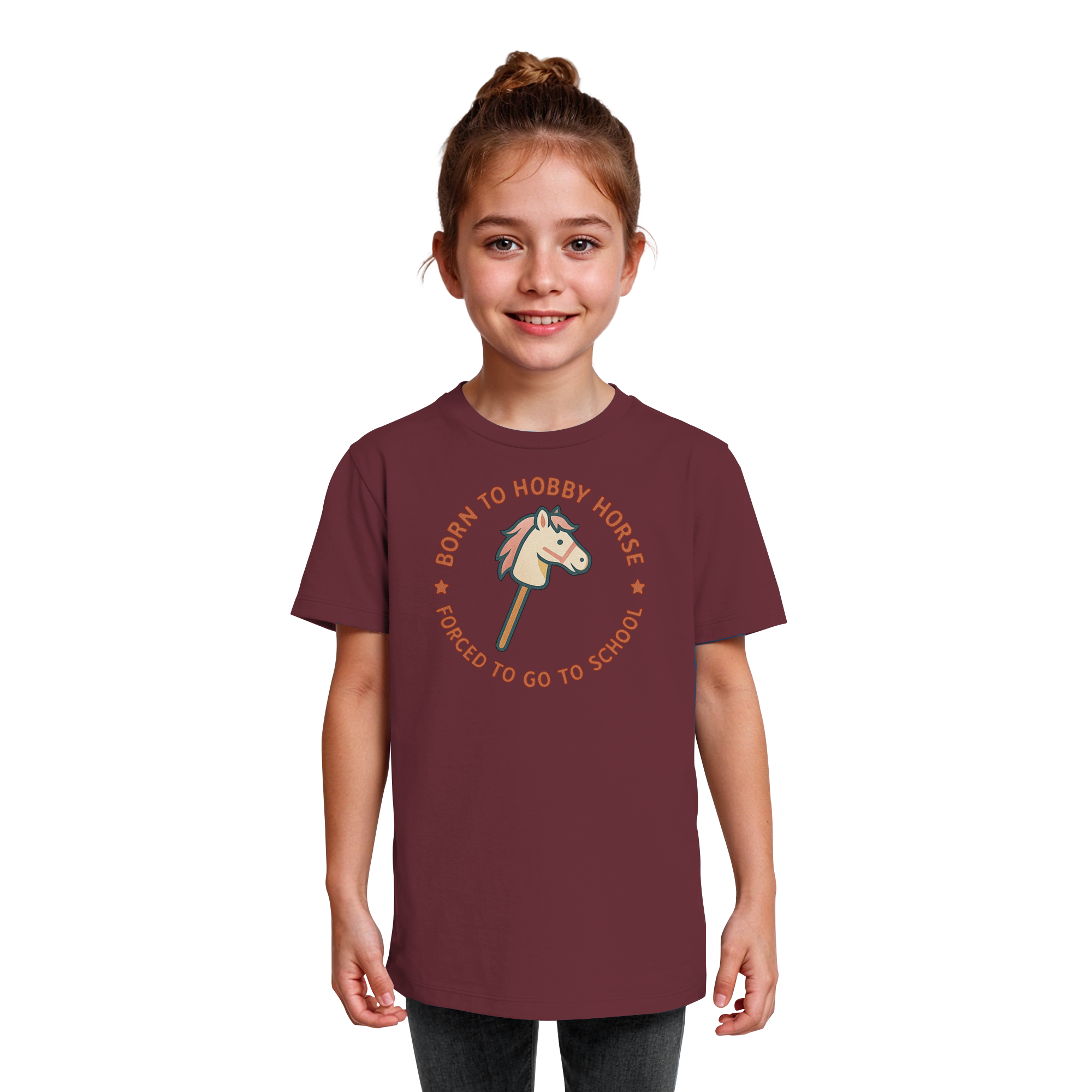 „Born to Hobby Horse – Forced to Go to School“ ✨ - Kids Organic Shirt
