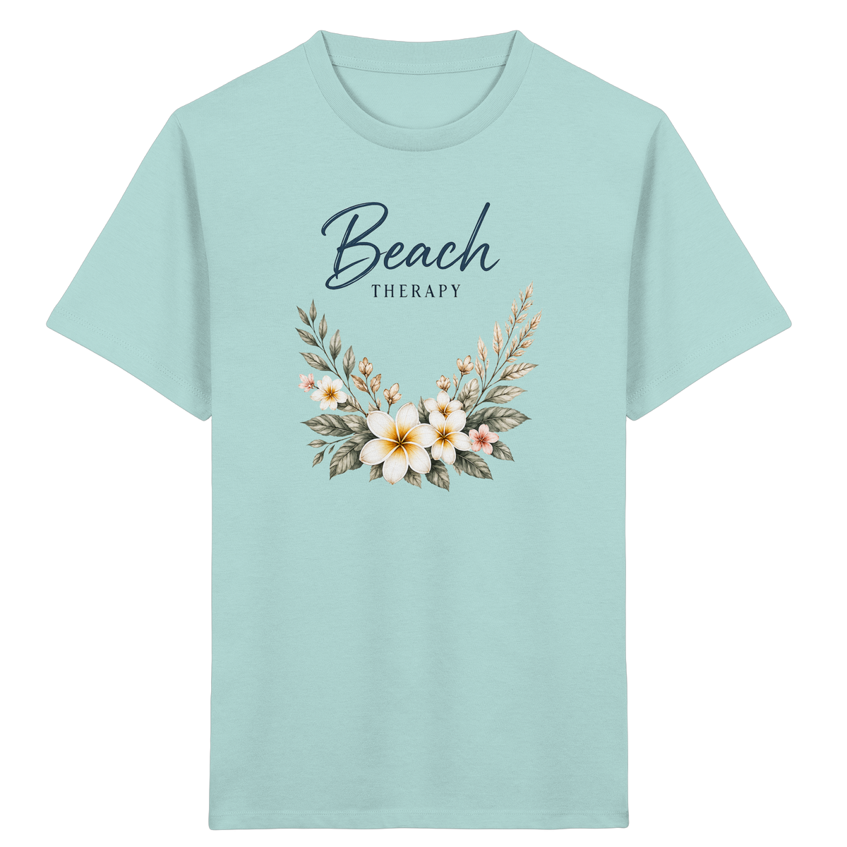 Beach Therapy | Florales Strandmotiv | Sommer | Urlaub | Meer | Blumen | - Kids Organic Shirt