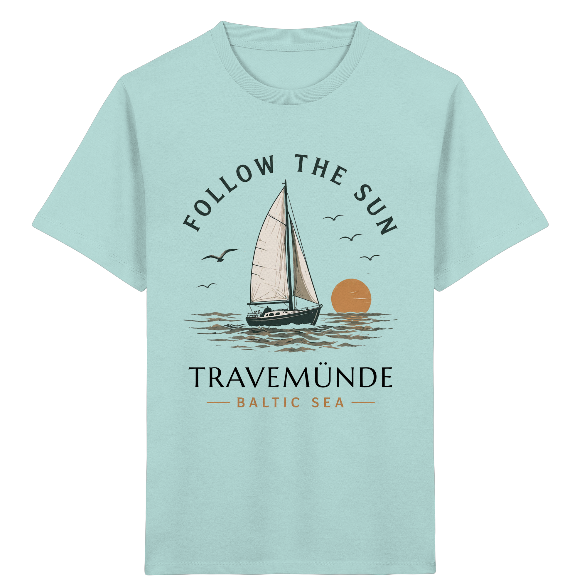 Travemünde Follow The Sun Kinder T-Shirt – 100 % Bio-Baumwolle