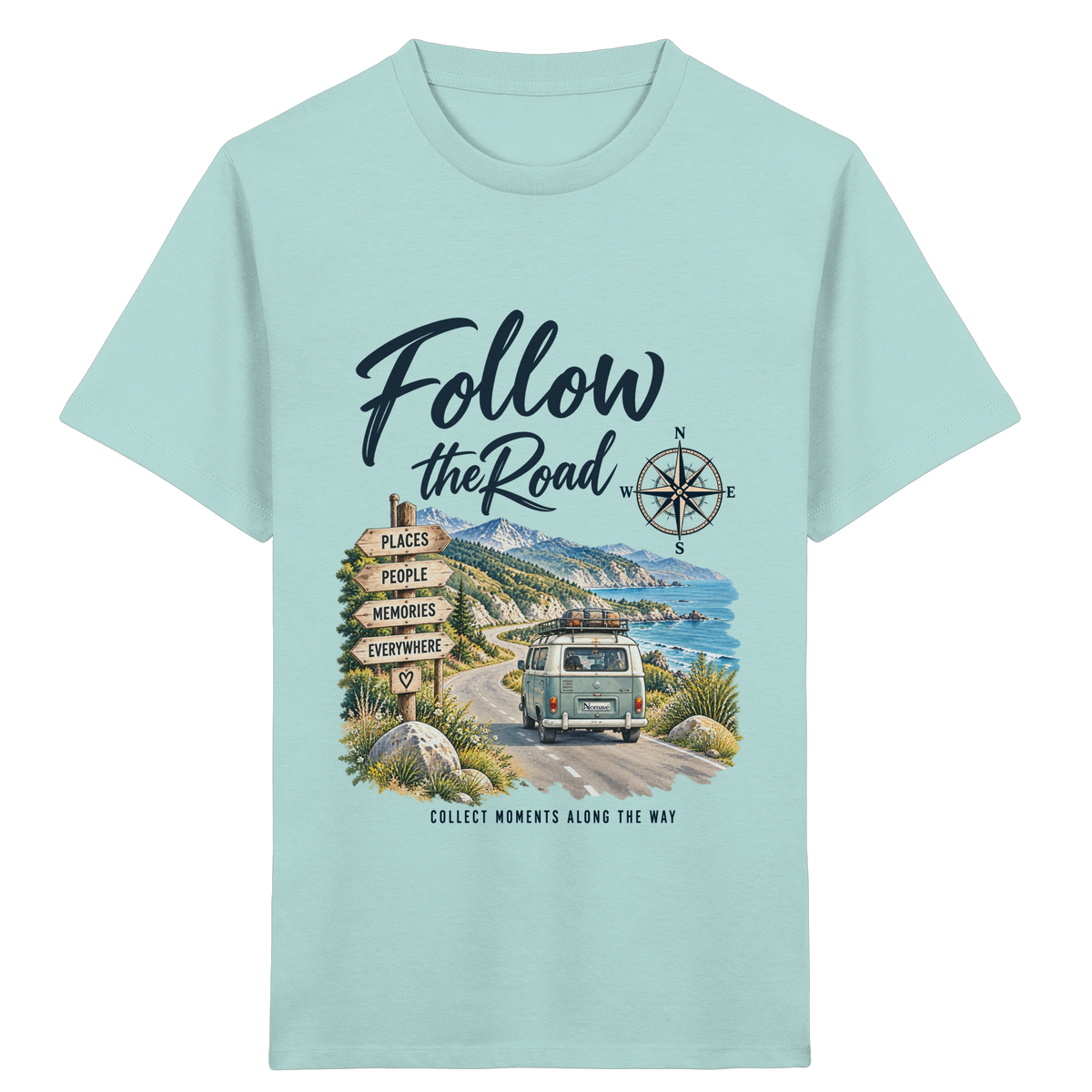 Follow the Road – Vanlife – Kinder Bio T-Shirt – Frontprint