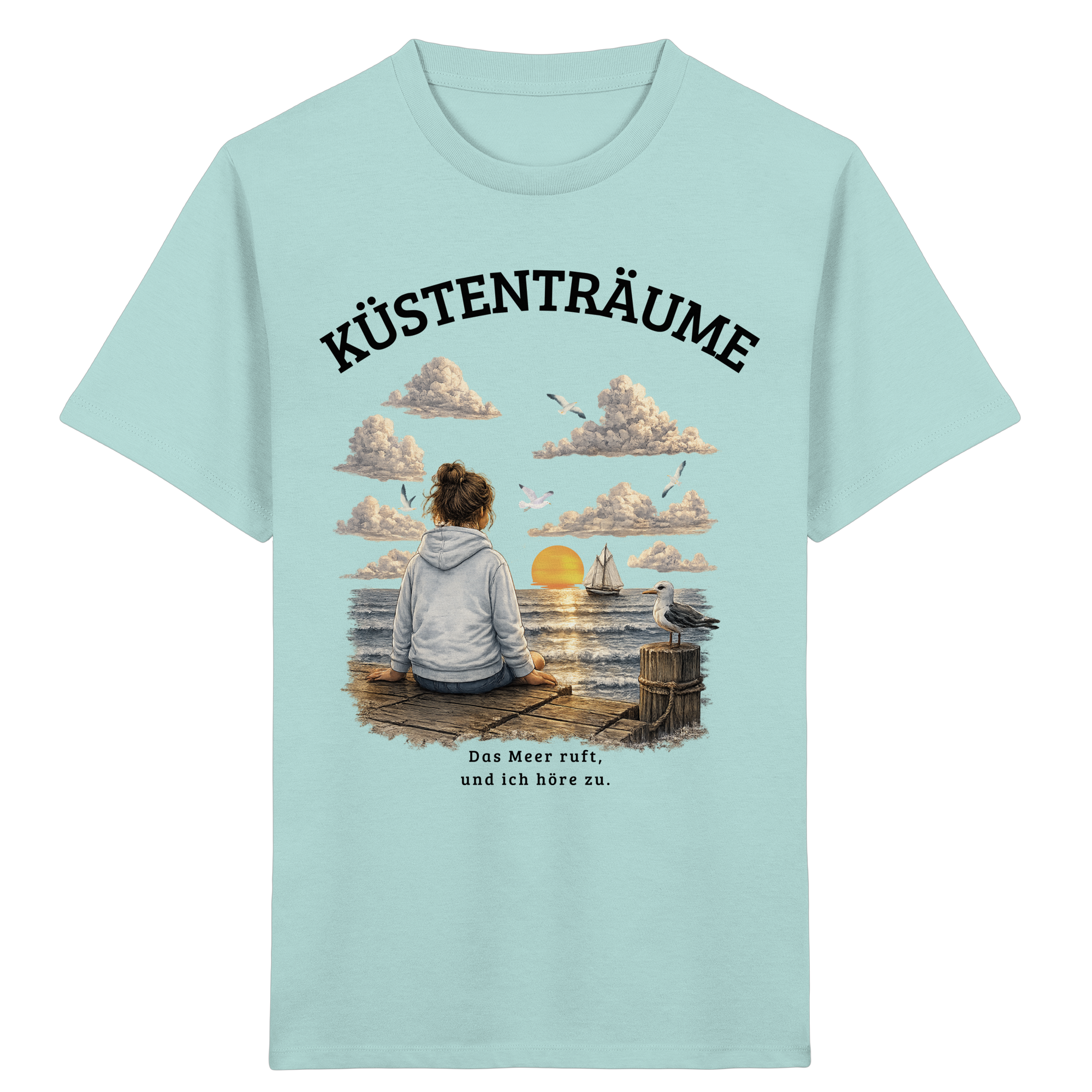 Küstenträume Kinder Bio-T-Shirt mit Küstenmotiv