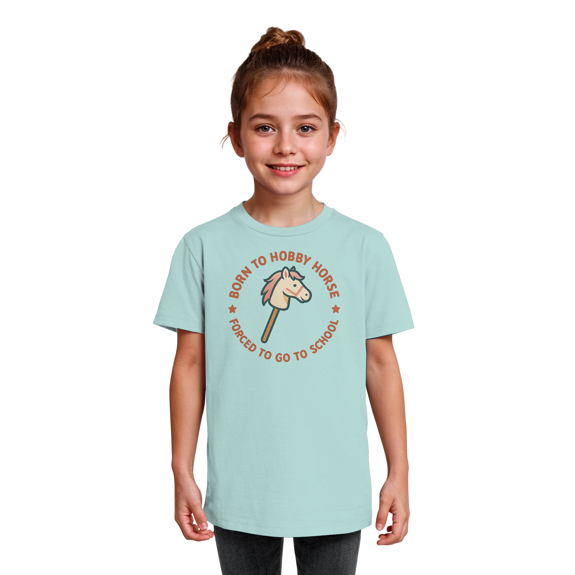 „Born to Hobby Horse – Forced to Go to School“ ✨ - Kids Organic Shirt