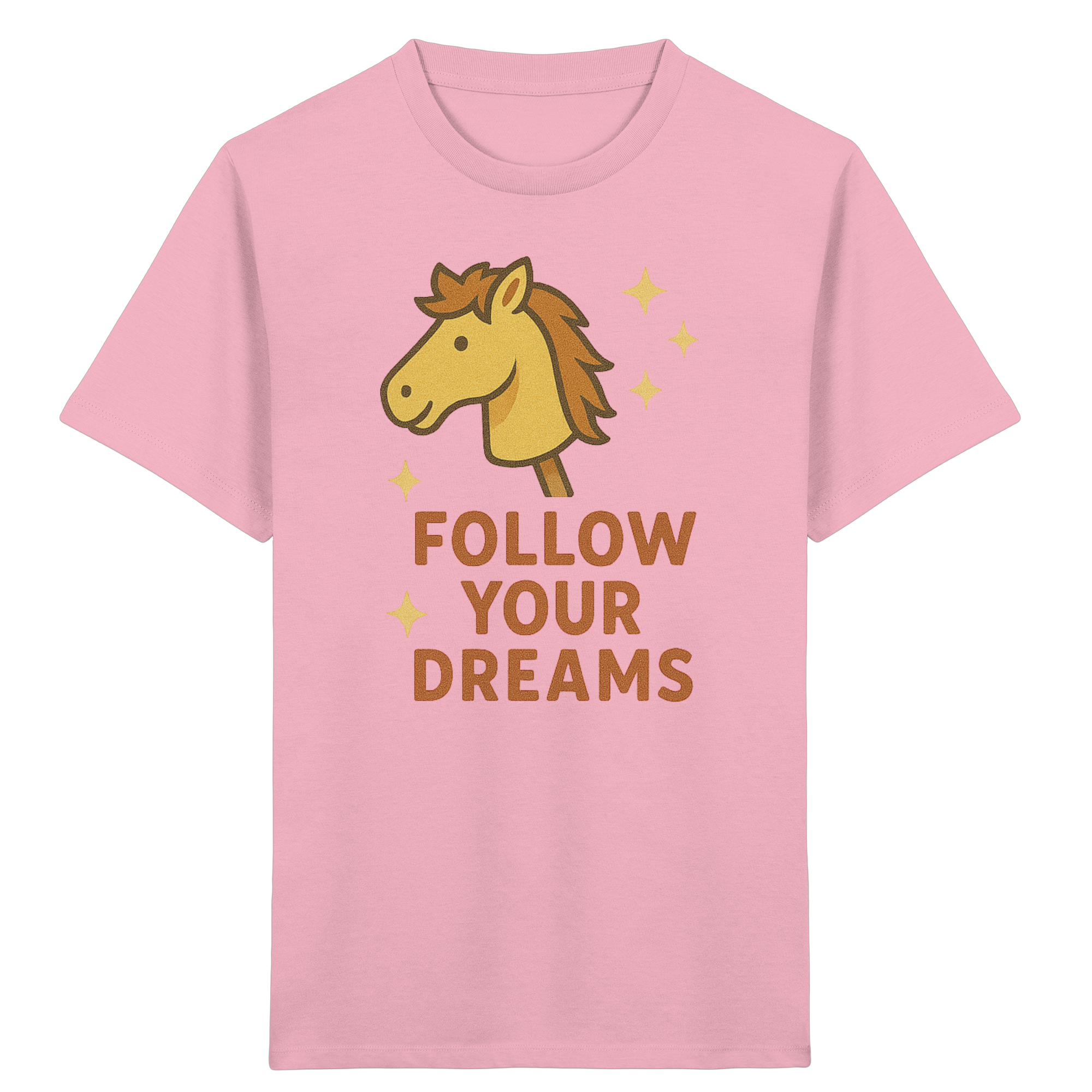 Follow Your Dreams – Cute Hobby Horse Shirt | Motivational Horse Design - Kids Organic Shirt