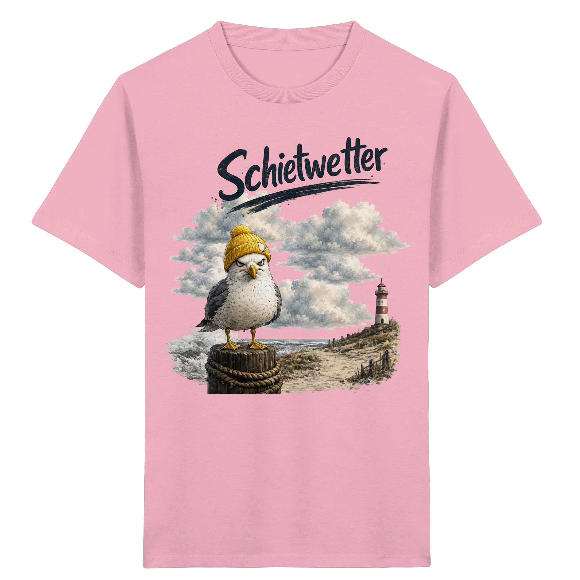 Möwe - Schietwetter - Ostsee - Leuchtturm - Maritimes Küsten Motiv - Für Ostsee und Nordsee - Fans - Kids Organic Shirt