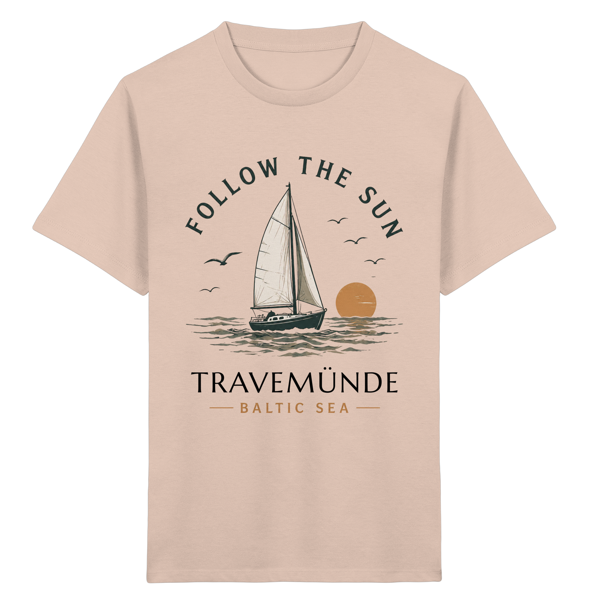 Travemünde Follow The Sun Kinder T-Shirt – 100 % Bio-Baumwolle
