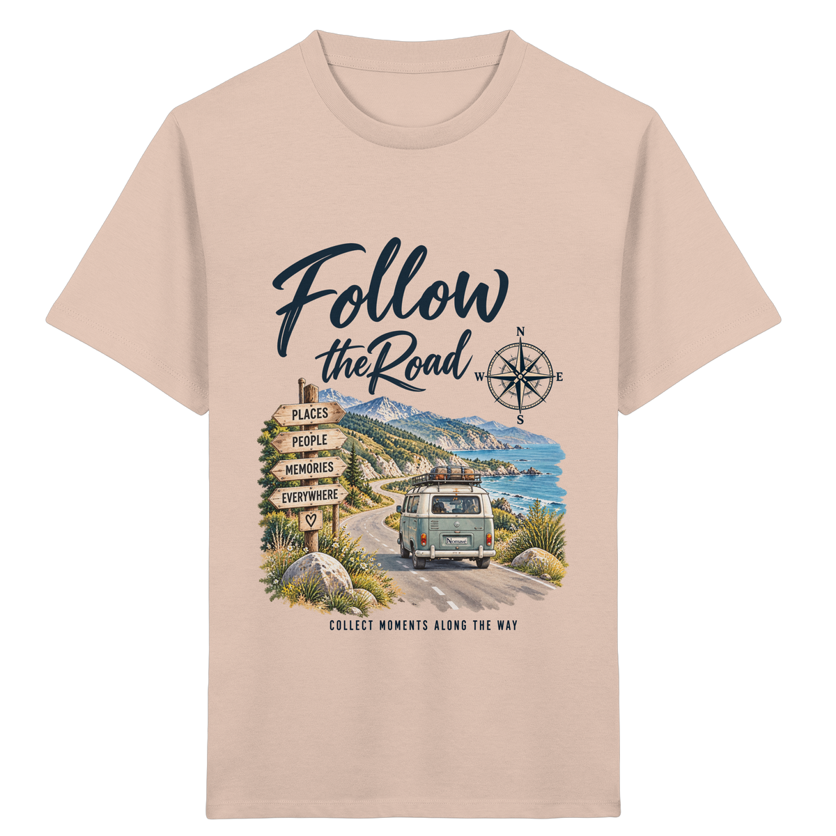 Follow the Road – Vanlife – Kinder Bio T-Shirt – Frontprint