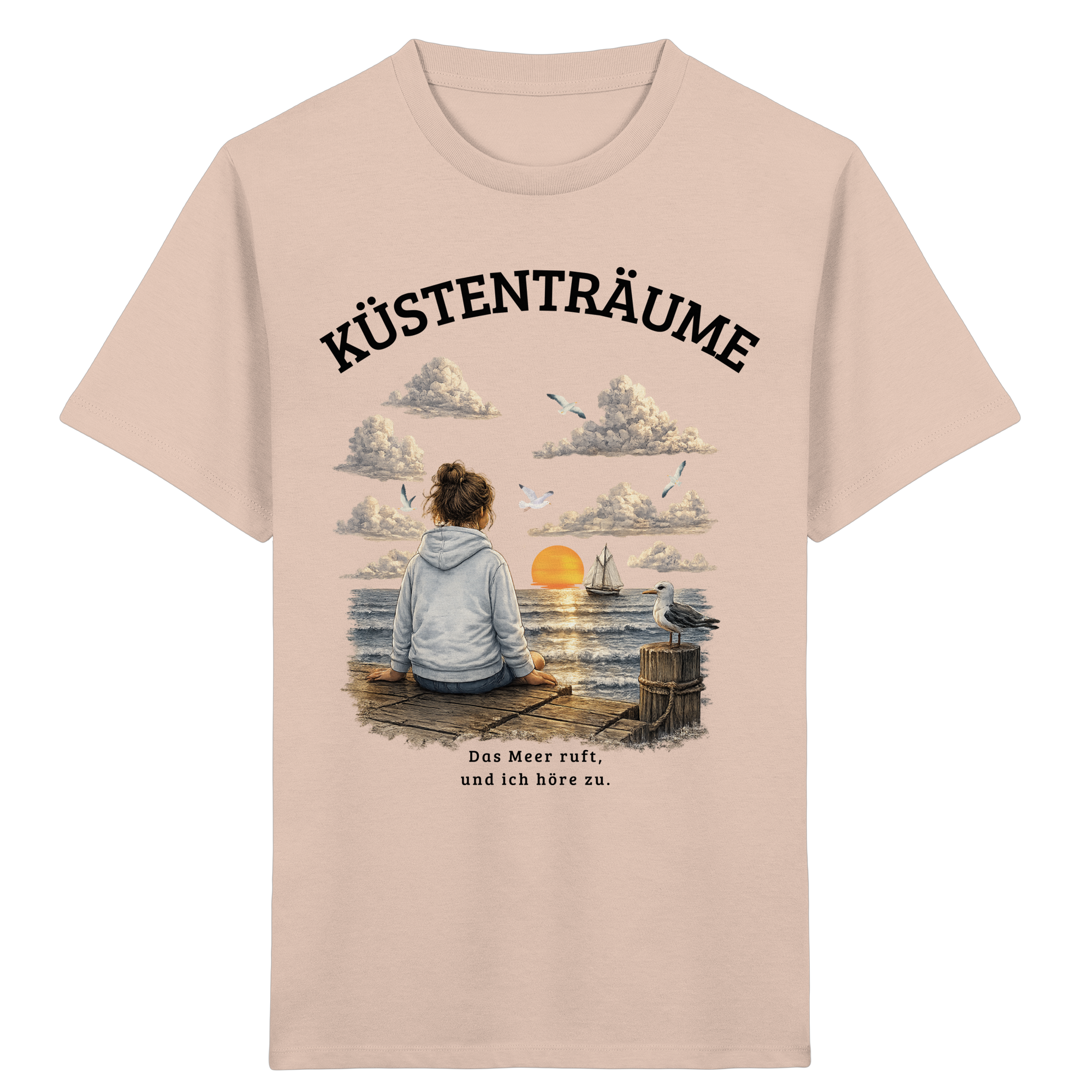 Küstenträume Kinder Bio-T-Shirt mit Küstenmotiv