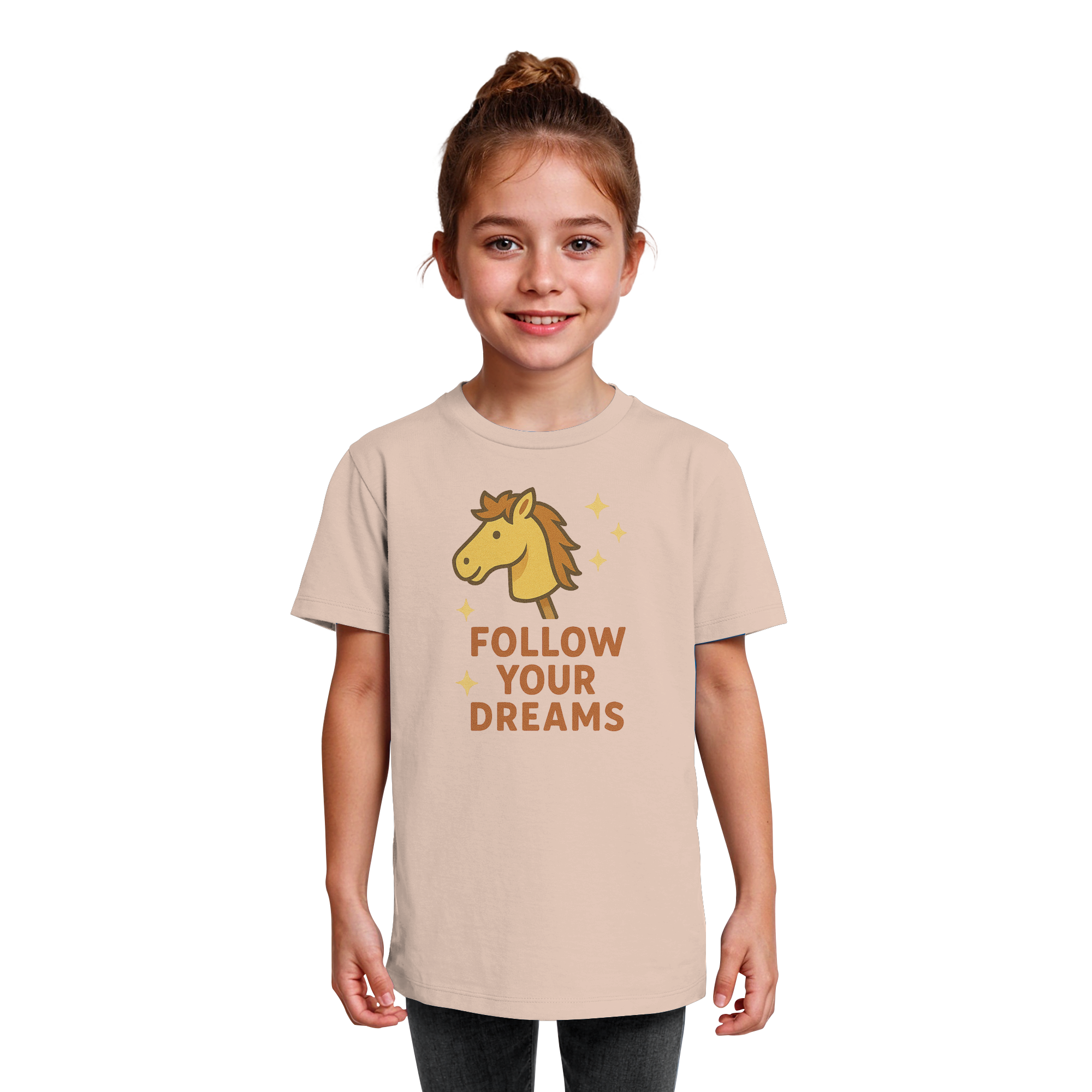 Follow Your Dreams – Cute Hobby Horse Shirt | Motivational Horse Design - Kids Organic Shirt