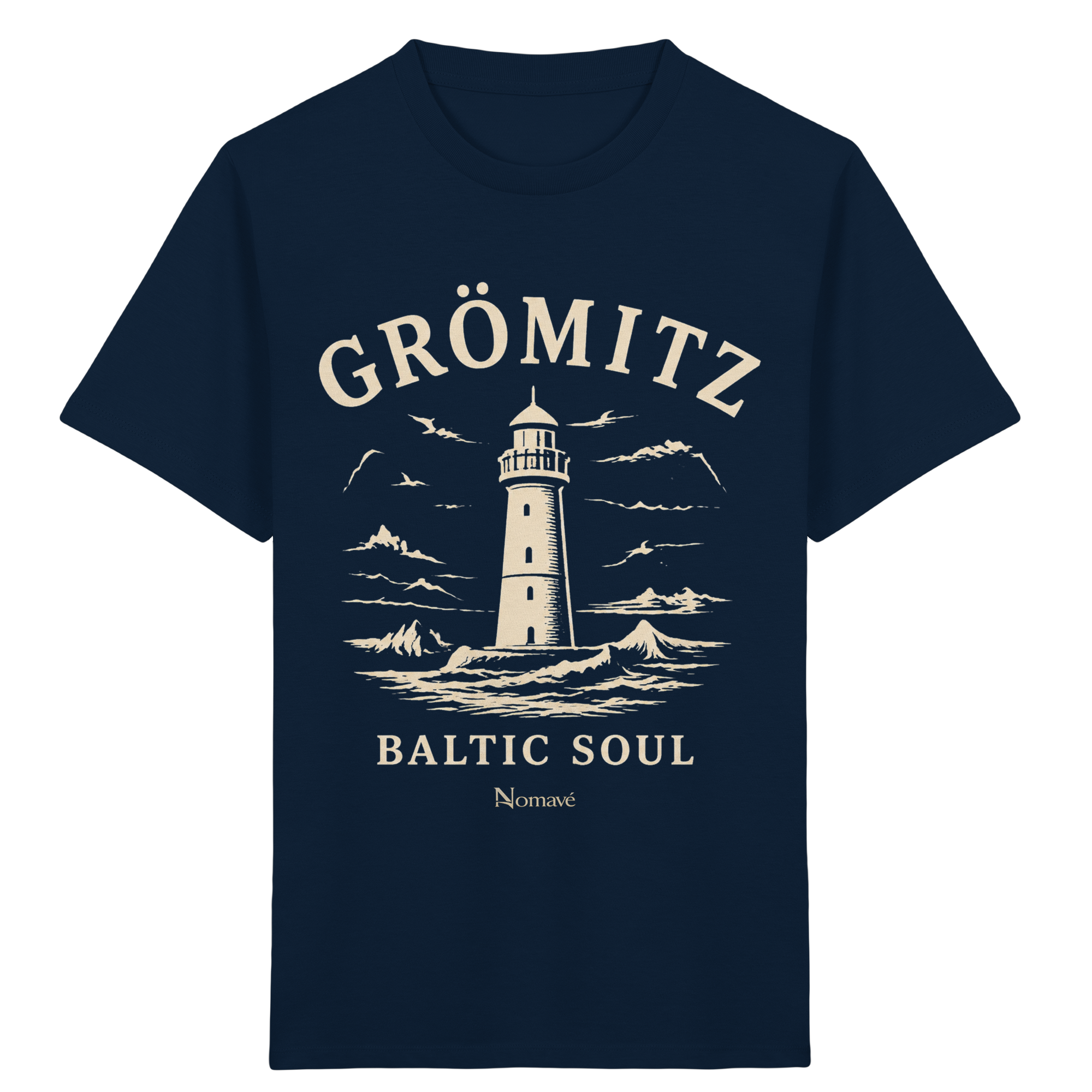 Grömitz Baltic Soul - Ostsee Kinder Bio T - Shirt mit Leuchtturm