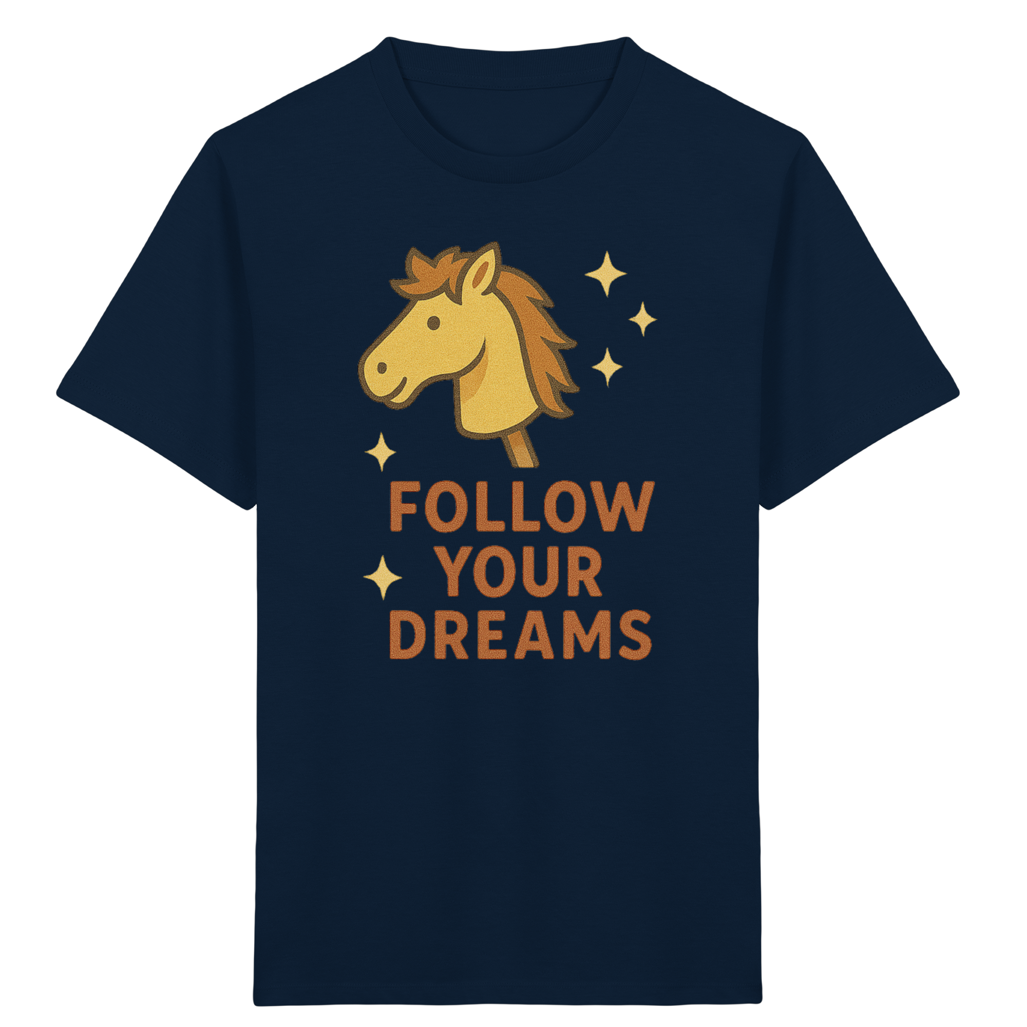 Follow Your Dreams – Cute Hobby Horse Shirt | Motivational Horse Design - Kids Organic Shirt