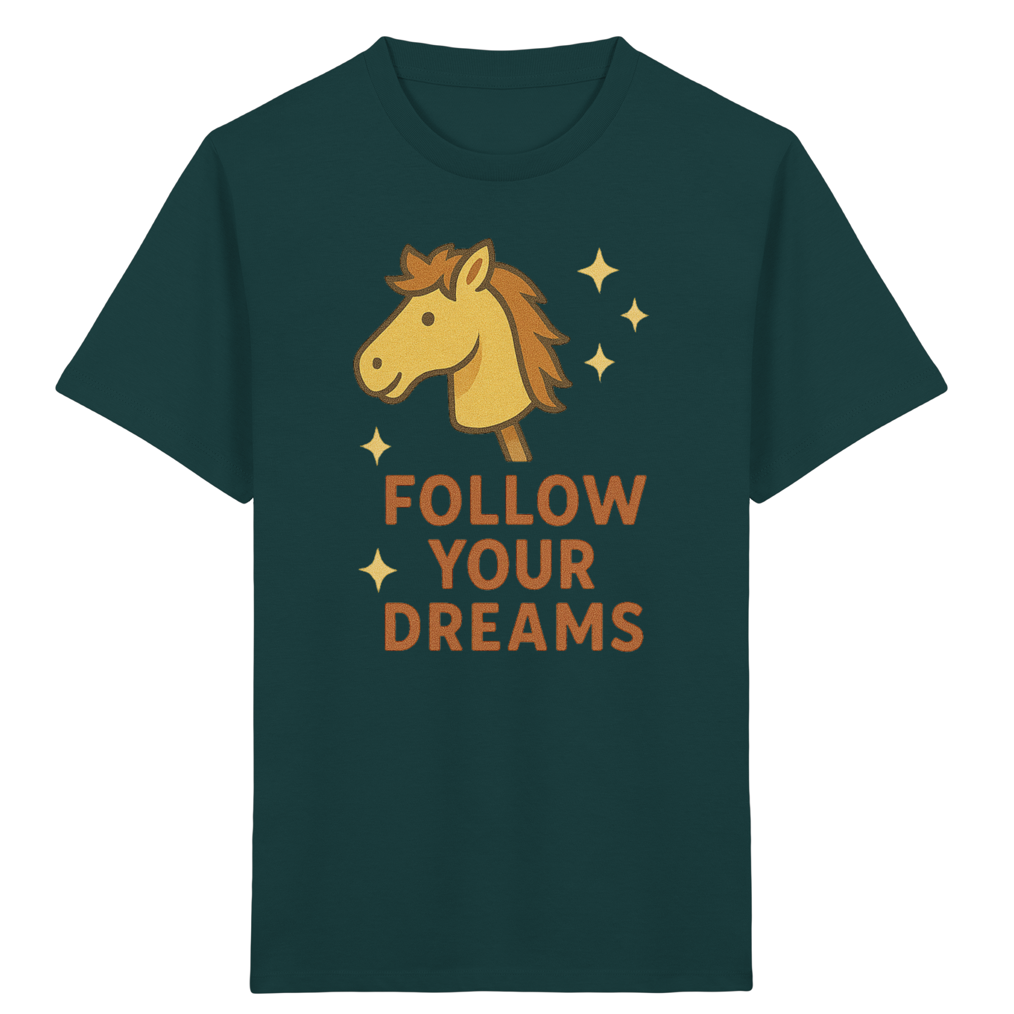 Follow Your Dreams – Cute Hobby Horse Shirt | Motivational Horse Design - Kids Organic Shirt