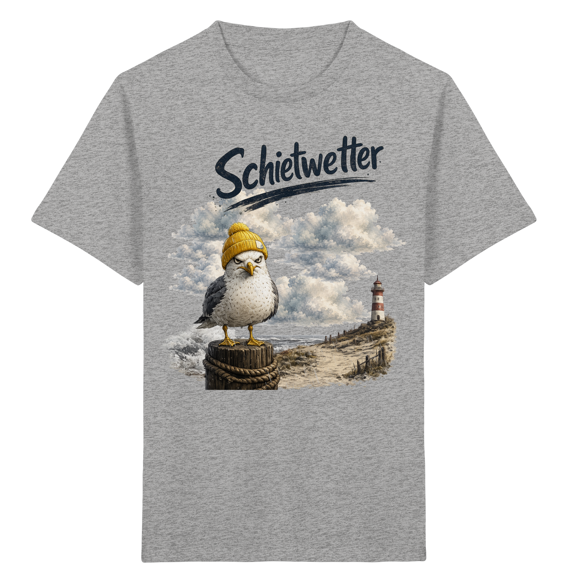 Möwe - Schietwetter - Ostsee - Leuchtturm - Maritimes Küsten Motiv - Für Ostsee und Nordsee - Fans - Kids Organic Shirt